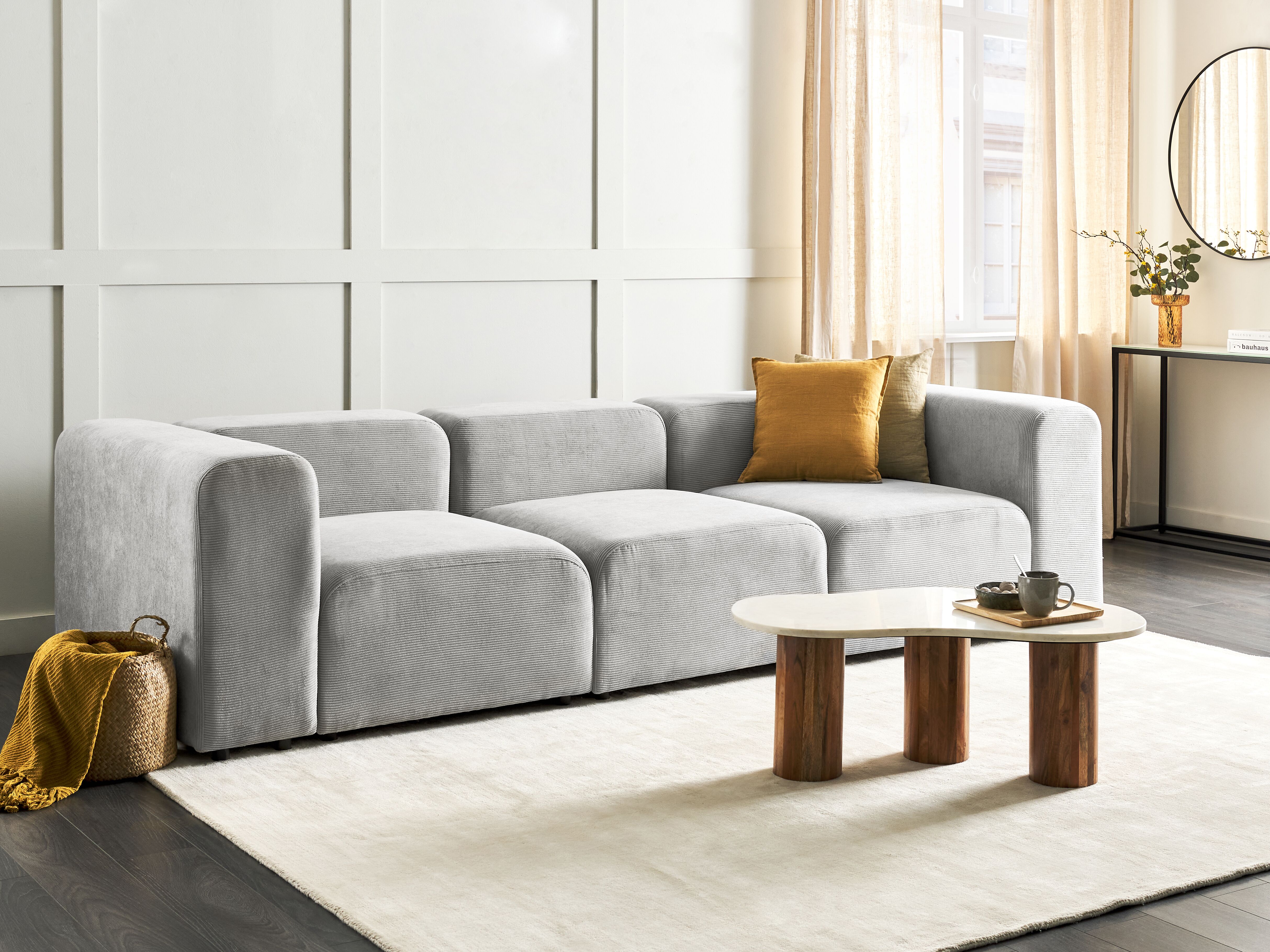 Modular Sofa 3 Seater FALSTERBO Corduroy Grey