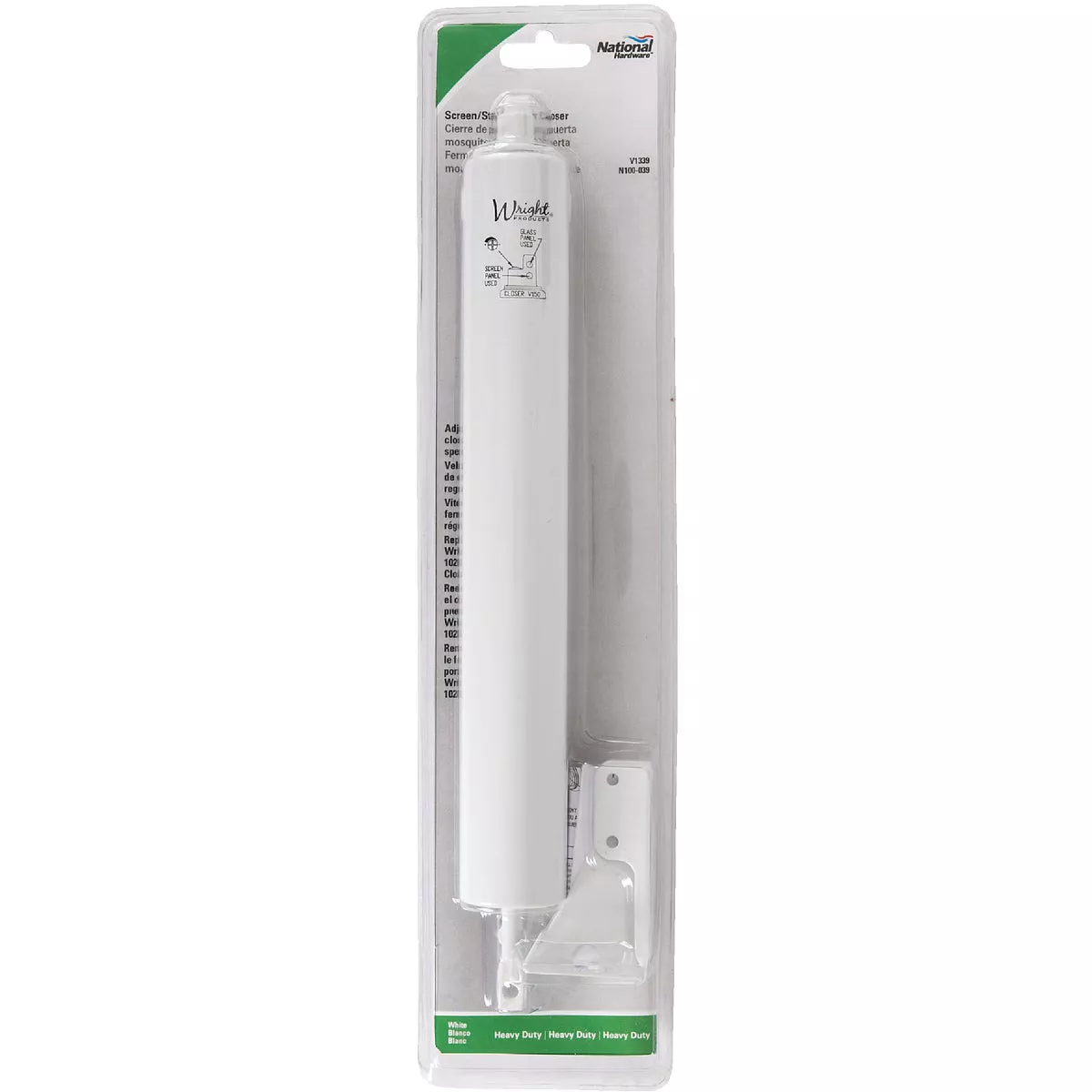 National Hardware White Heavy-Duty Pneumatic Screen Door Closer