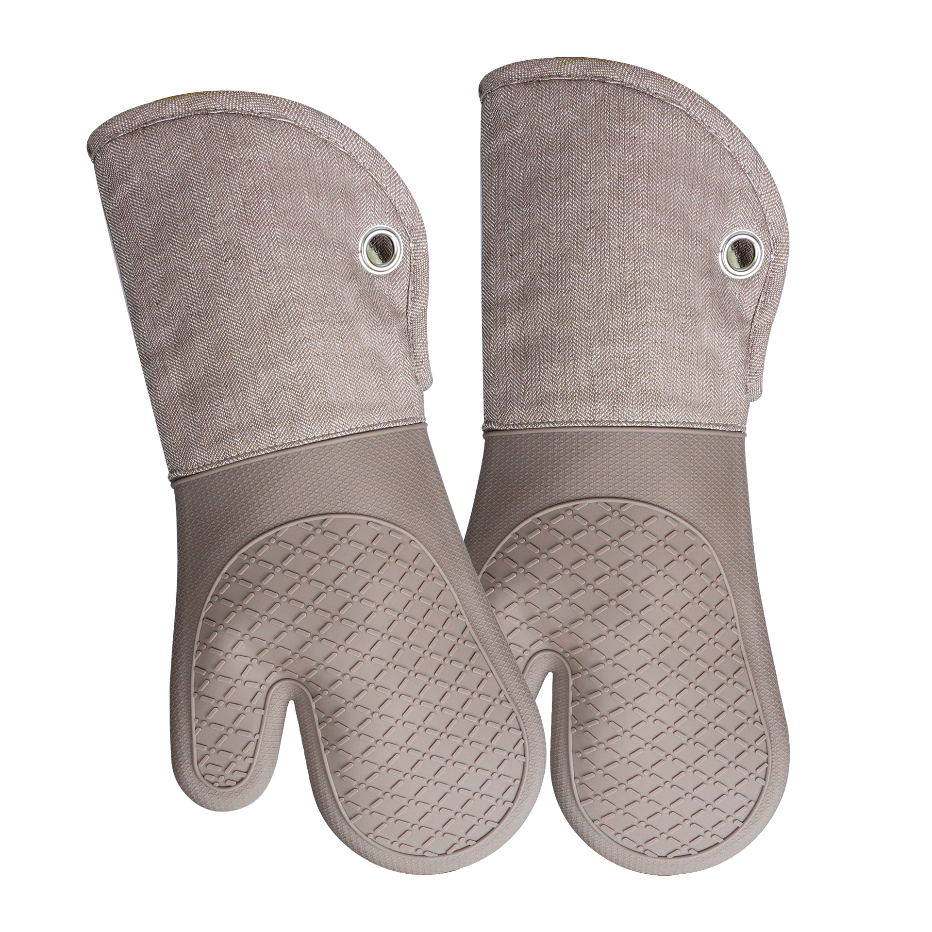 Printed Light Blue Yarn-dyed Eco-Friendly Silicone Cotton Heat Resistant Durable Waterproof Oven Mitt Anti Scalding Oven