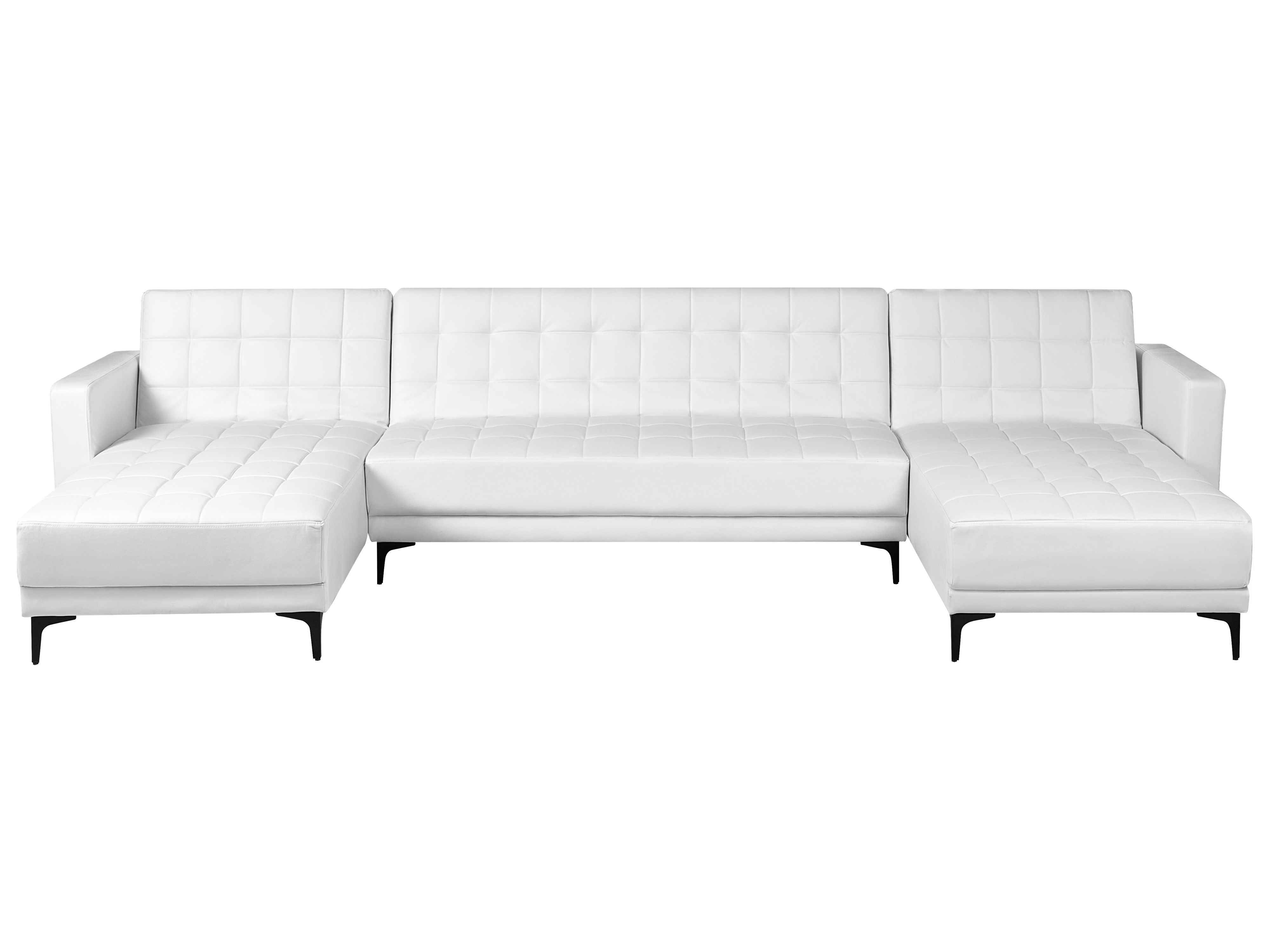Modular U-Shape Sofa Bed 5 Seater ABERDEEN Faux Leather White
