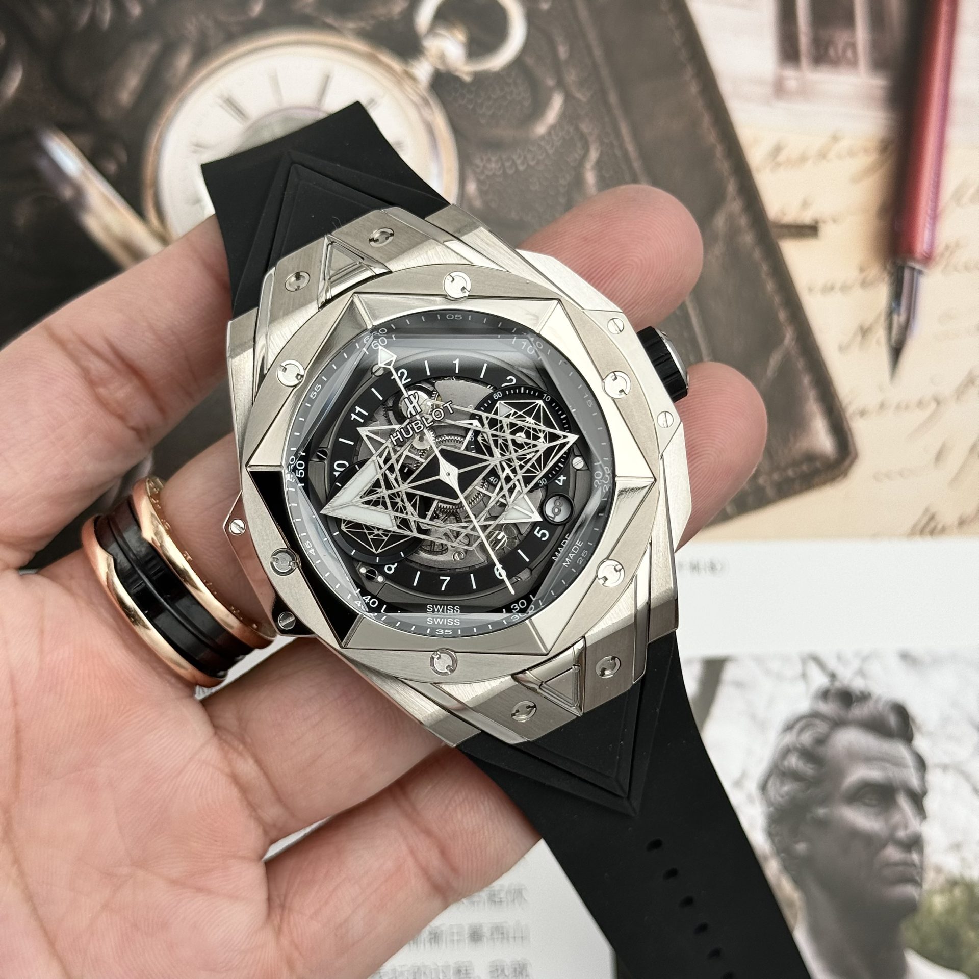 Hublot Replica Watch Big Bang Sang Bleu II Titanium Black Dial BBF 45mm - Elite Watch Atelier