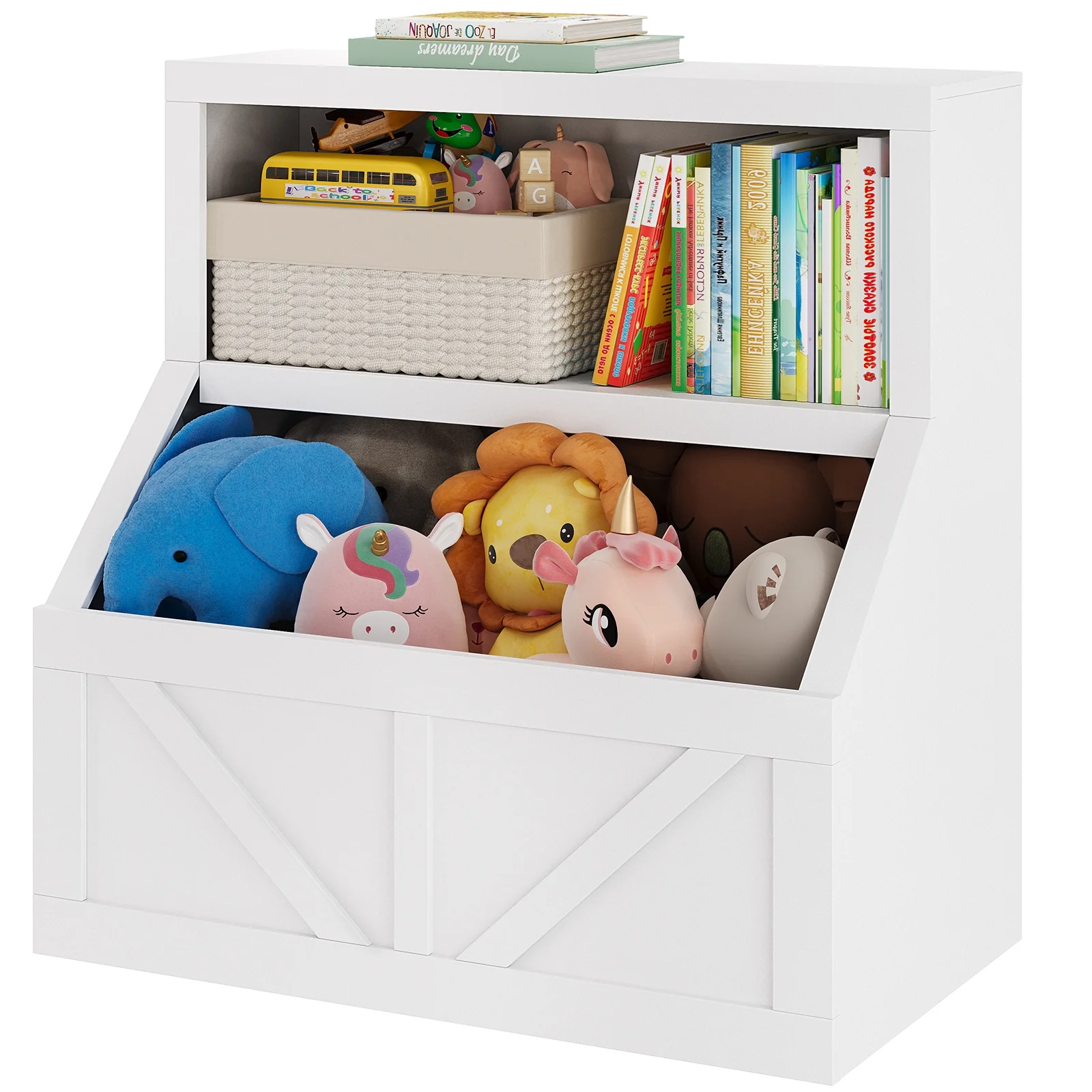 AOILE Kids Bookshelf and Toy Storage - Wooden Toddler Bookcase Cabinet with Large Cubbies for Playroom, Bedroom, Nursery, Classroom, School, Kindergarten, and Daycare