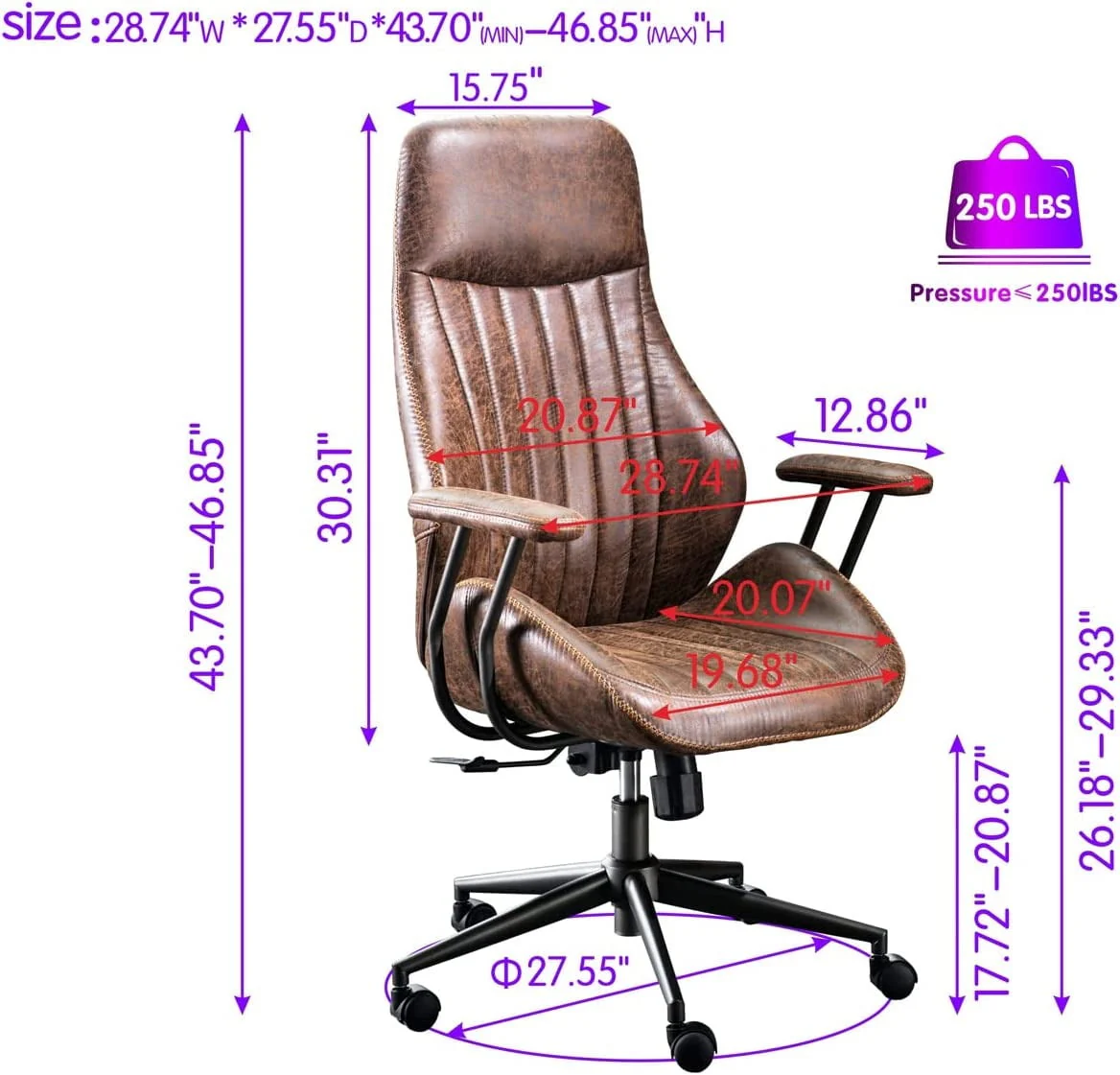 Ovios Ergonomic Office Chair High Back Computer Desk Deepen Seat Chair with Lumbar Support for Home Office - Image 8