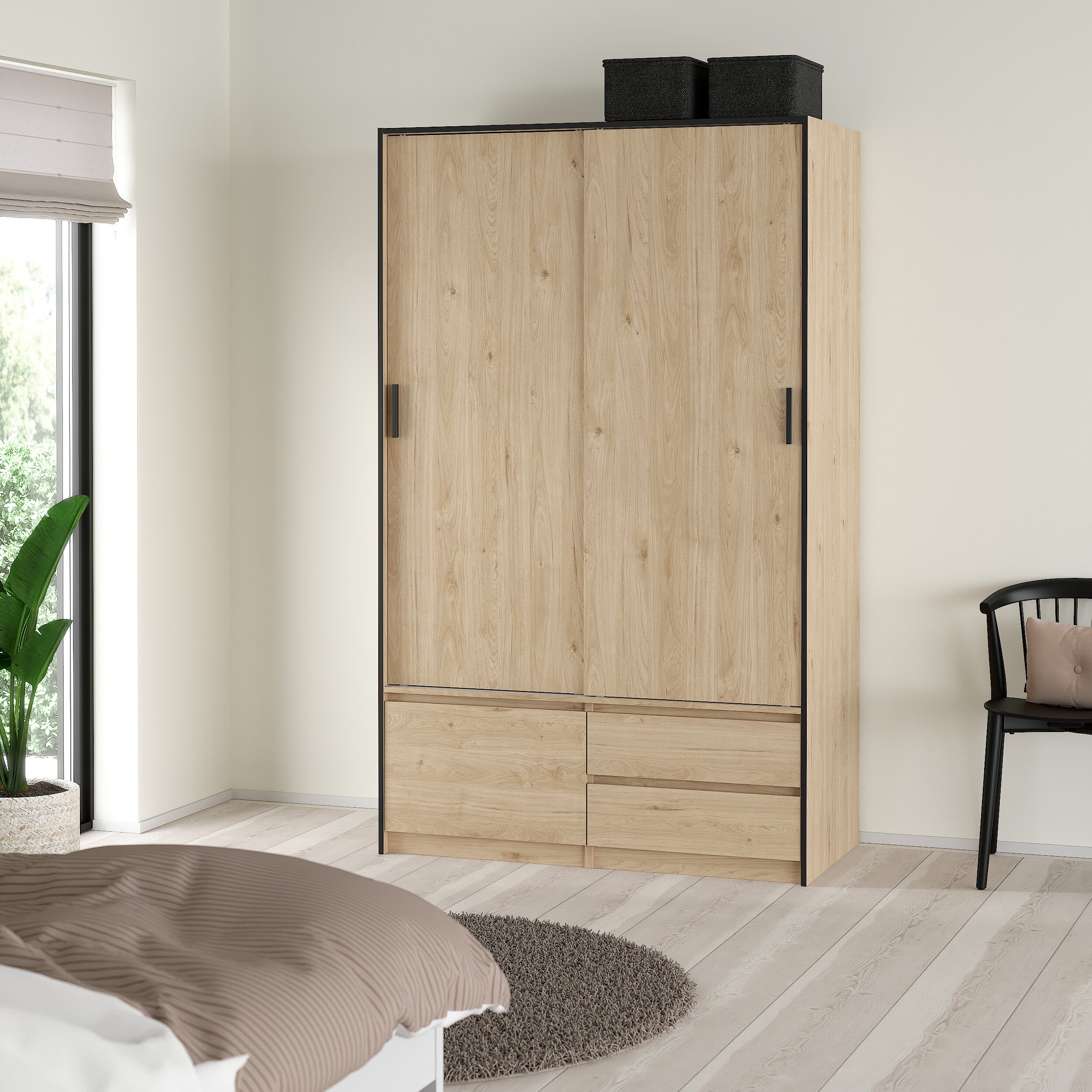 Blokker basic Slim Kledingkast - B 121,2 - Eiken met zwarte lining