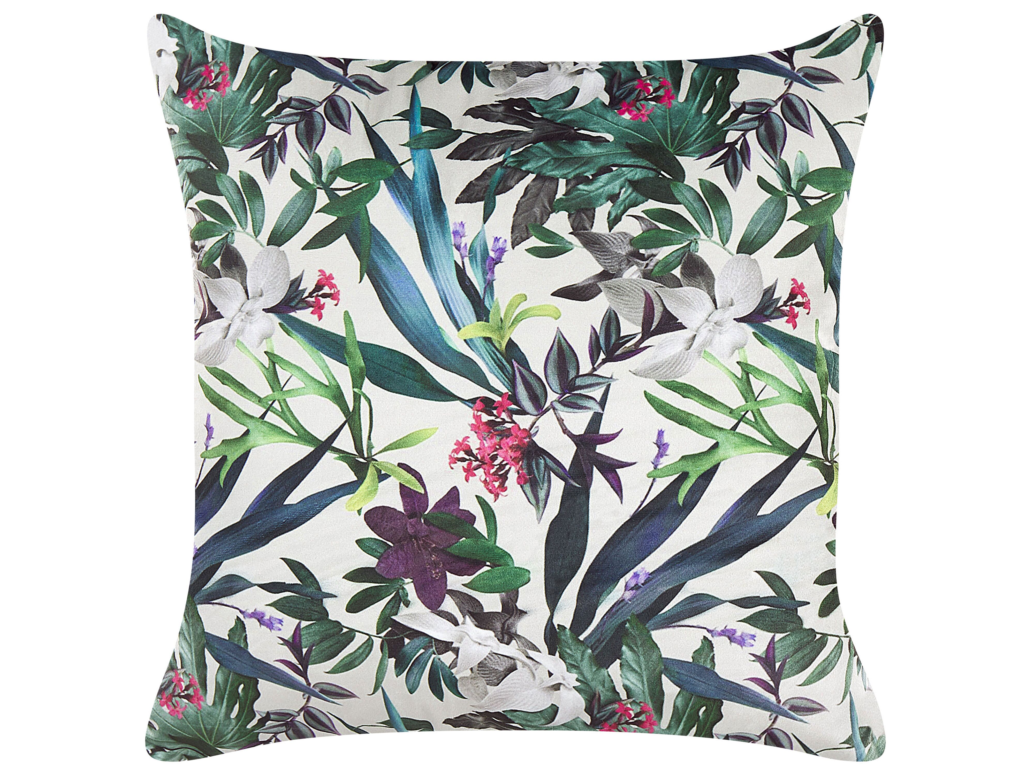 Throw Cushion GASTERIA Velvet 45 x 45 cm Green Plant Pattern