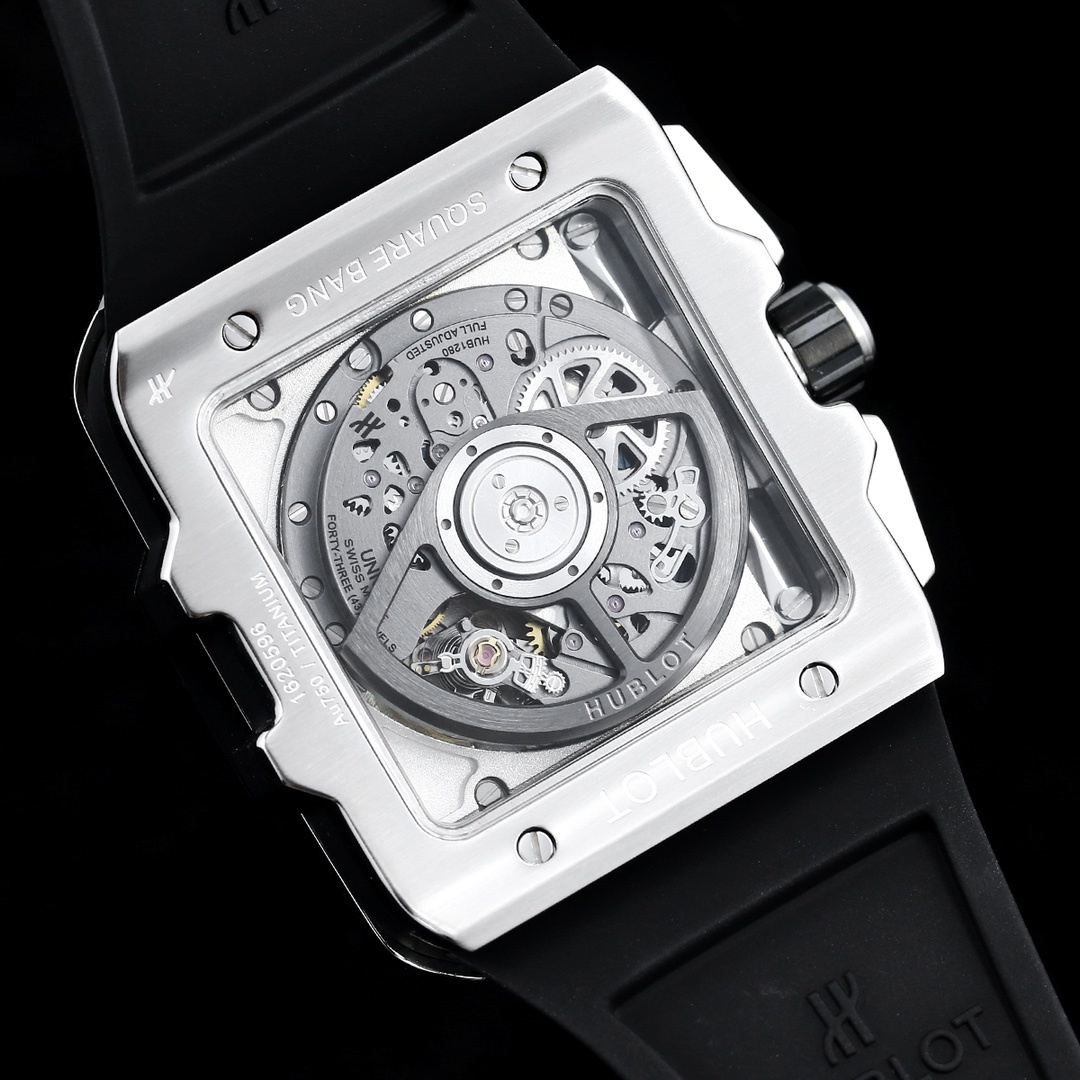 Hublot Big Bang, Square Bang Unico 42mm Textured Rubber Strap(1:1 replica) - Top club