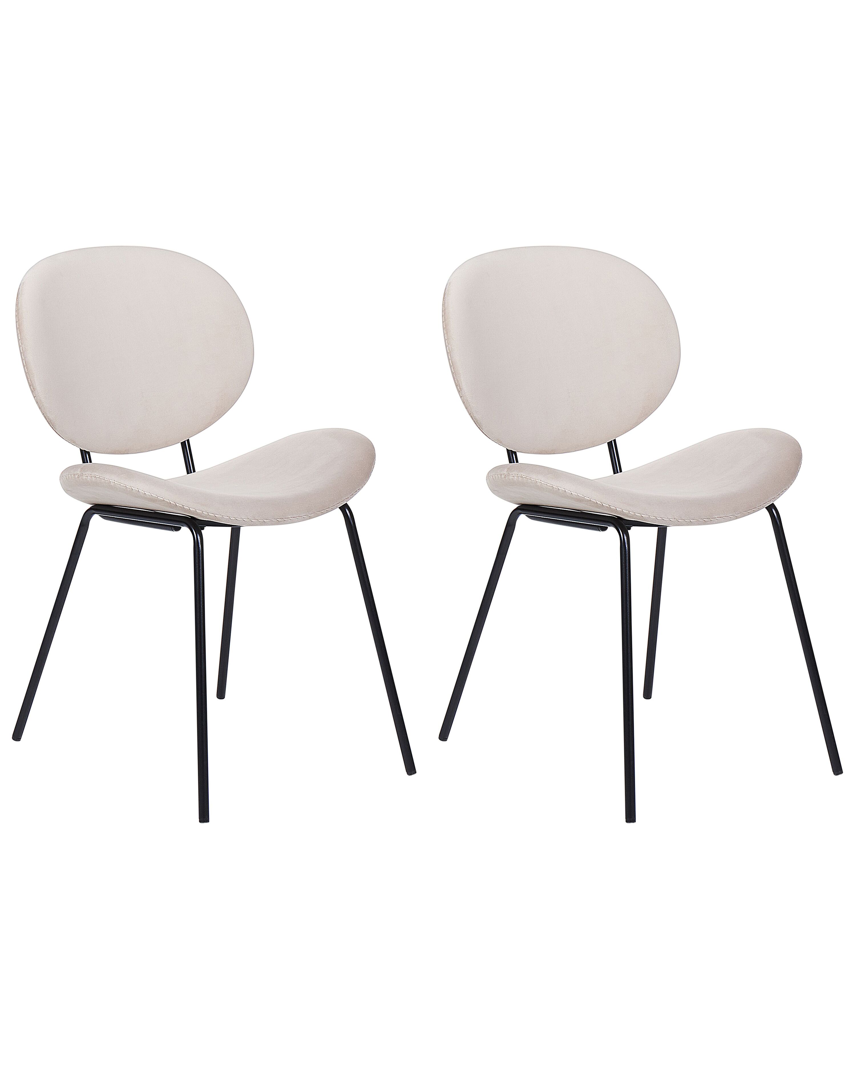 Set of 2 Dining Chairs LUANA Velvet Light Beige