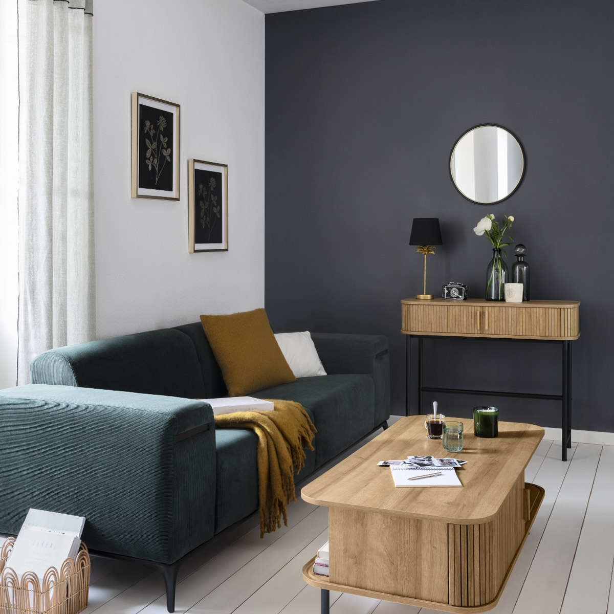 Console 2-door "Colva" Oak effect, L.100 cm