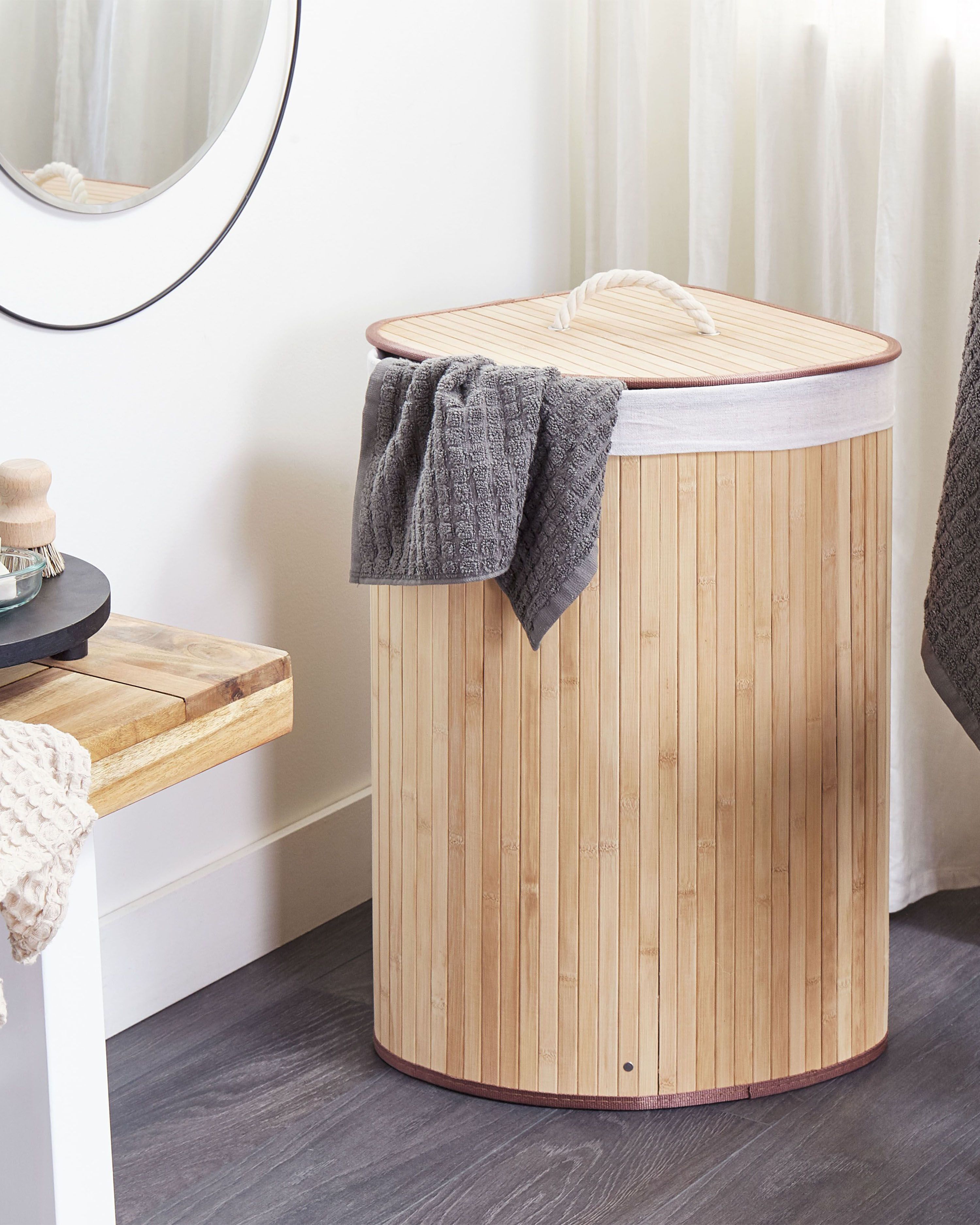 Laundry Basket MATARA Bamboo Light Brown 57 L