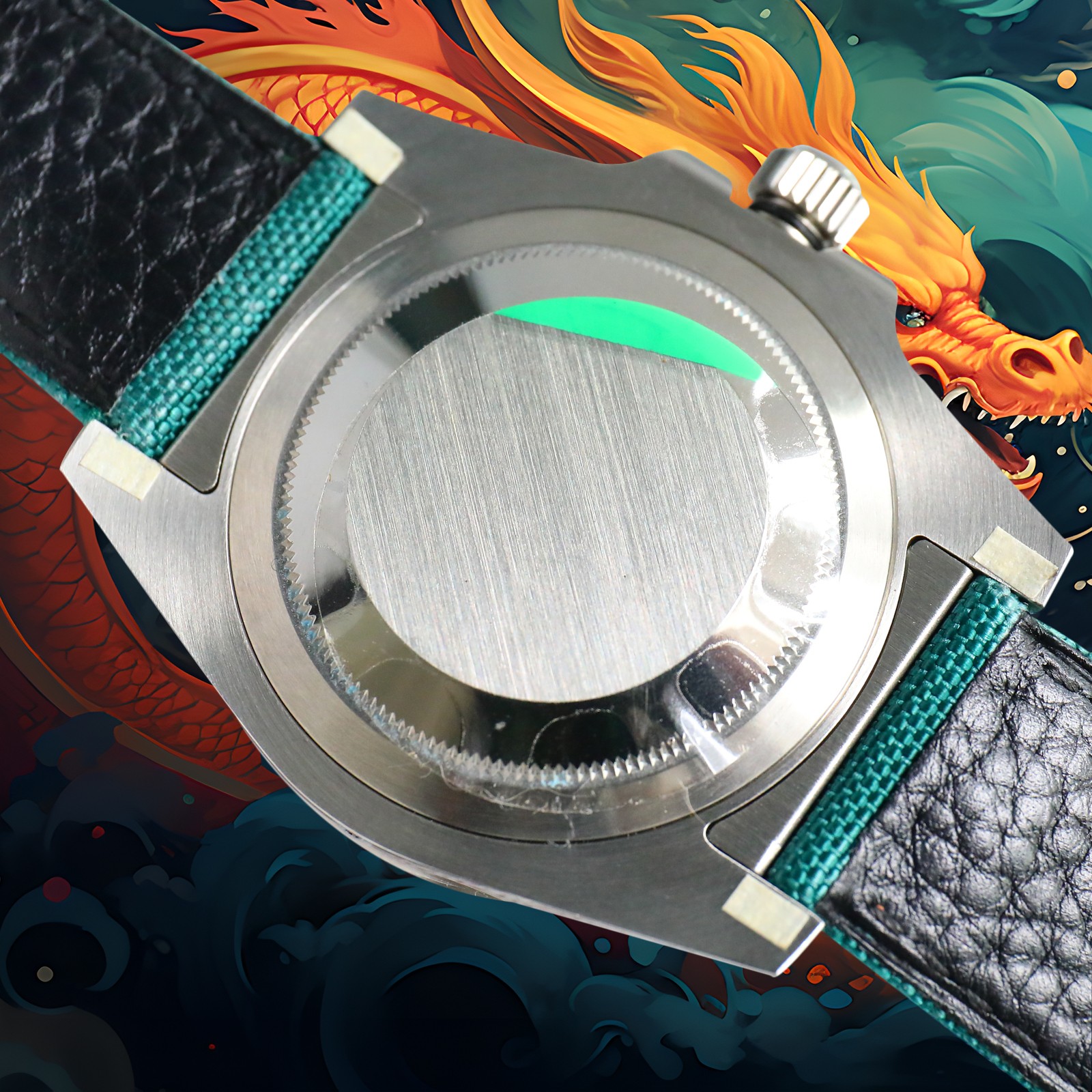 ROLEX Year of the Dragon Auspicious 🔥 🔥 Submariner Carbon Fiber Bezel - Velcro Strap - Green(1:1 replica) - Elite Watch Atelier