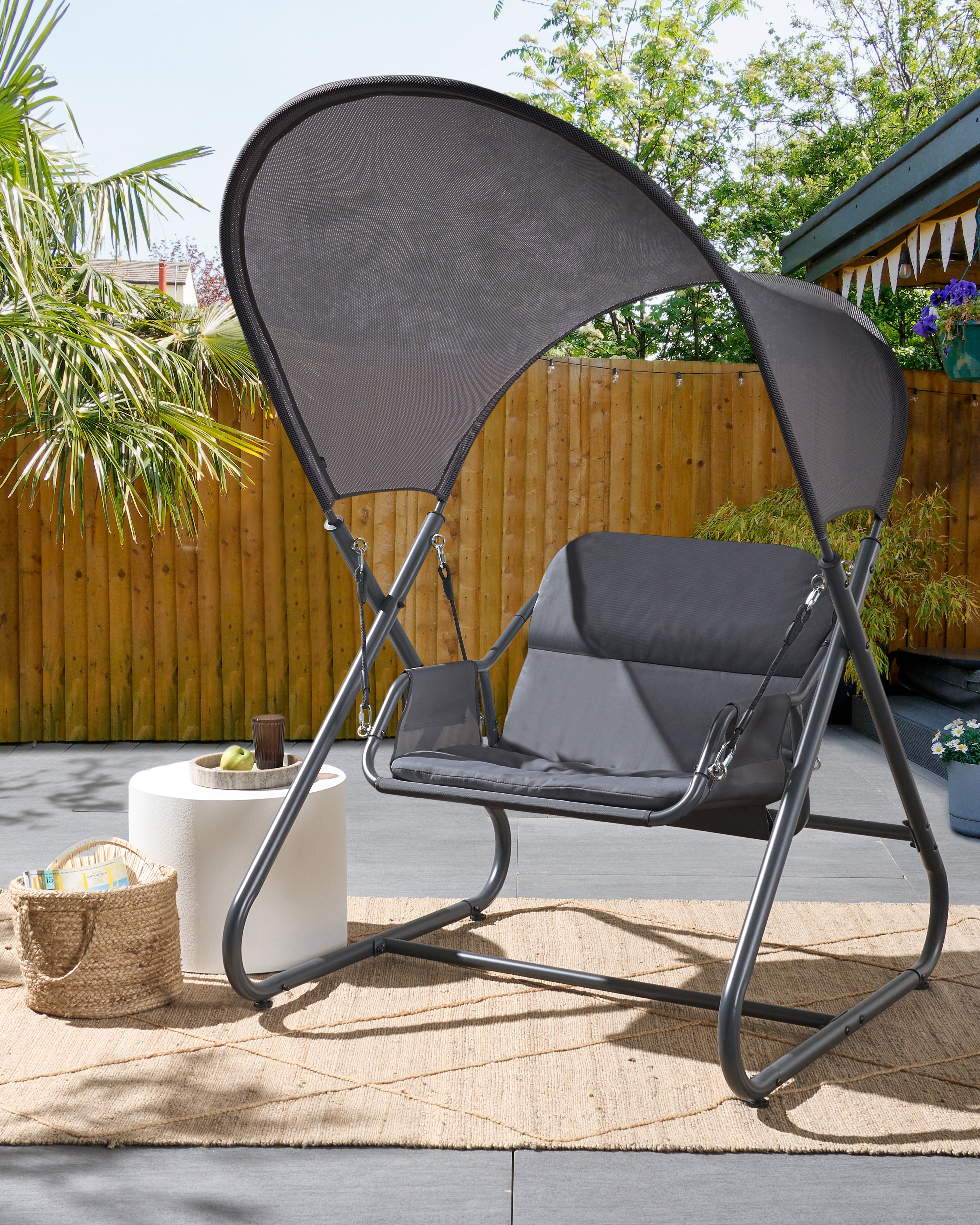 Patio Swing SOLAGNA Metal Dark Grey