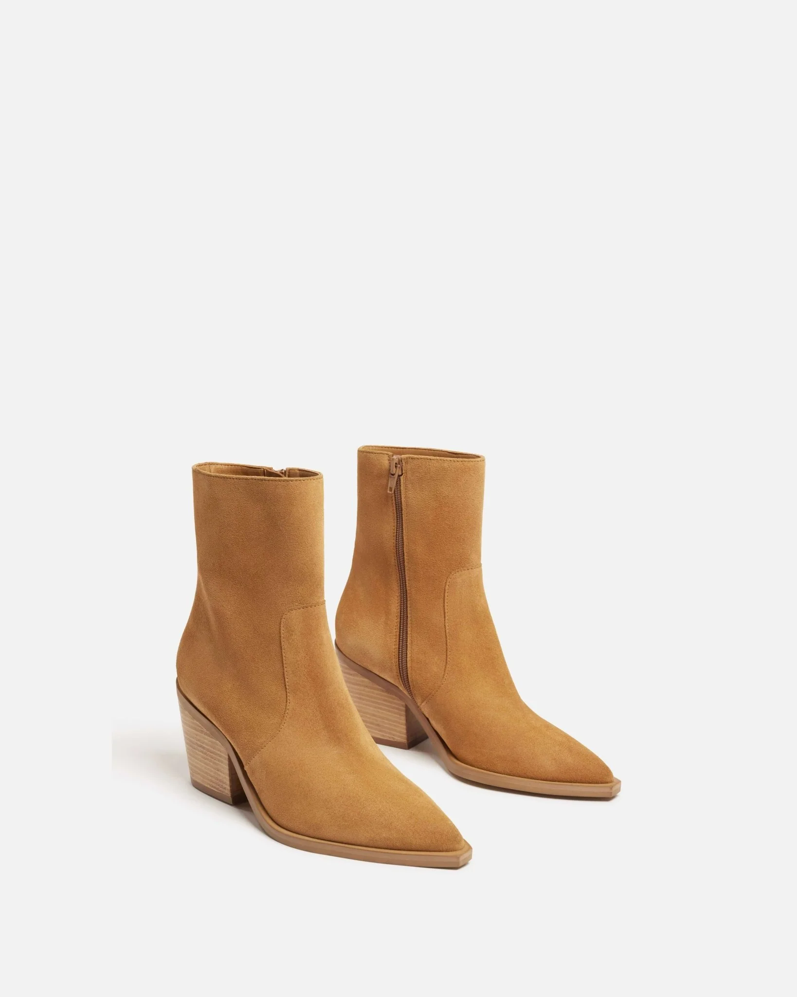 BOTTINES MELINDA/VEL - En cuir velours à talons sable