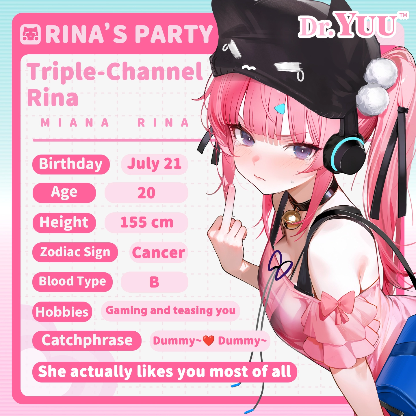 Dr.YUU anime character profile for realistic triple canal ass masturbator and peach booty theme