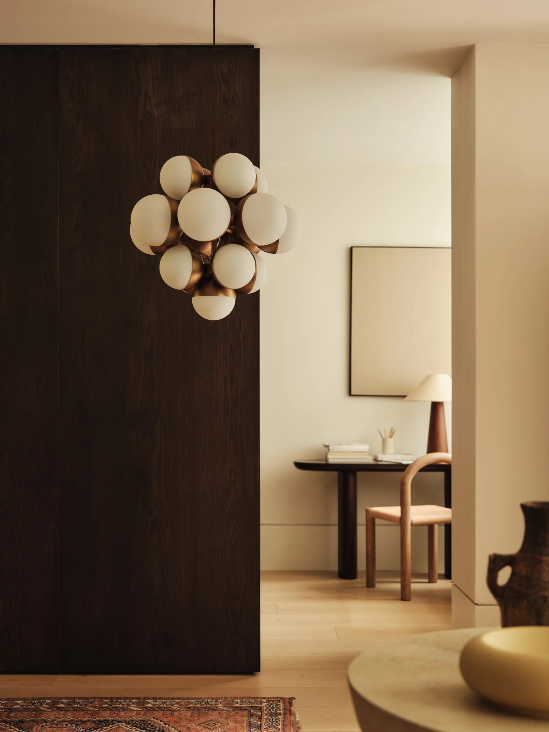 Brass and opal chandelier