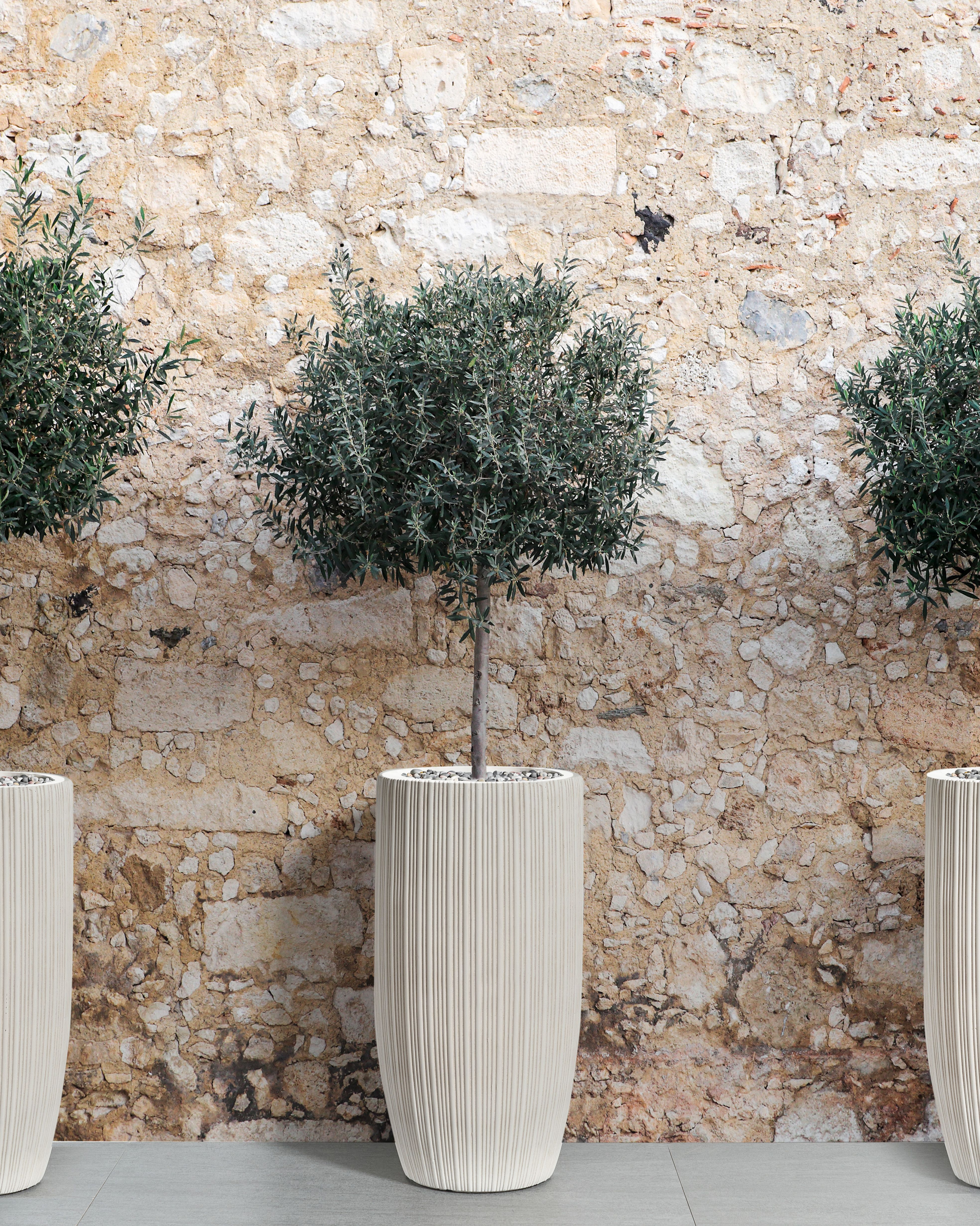 Plant Pot ZELKOVA 35 cm Light Beige