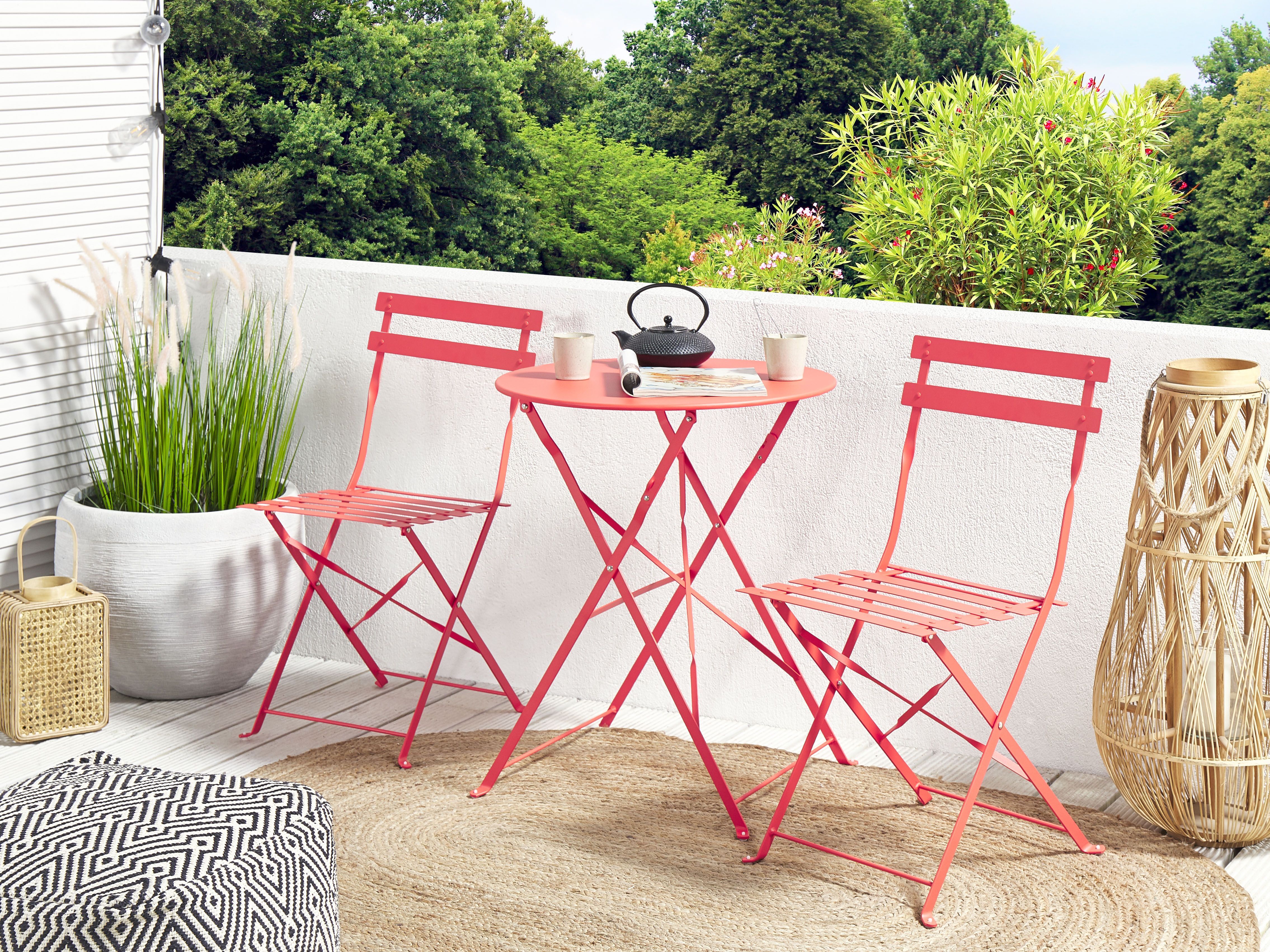 Bistro Set Folding FIORI Metal Red