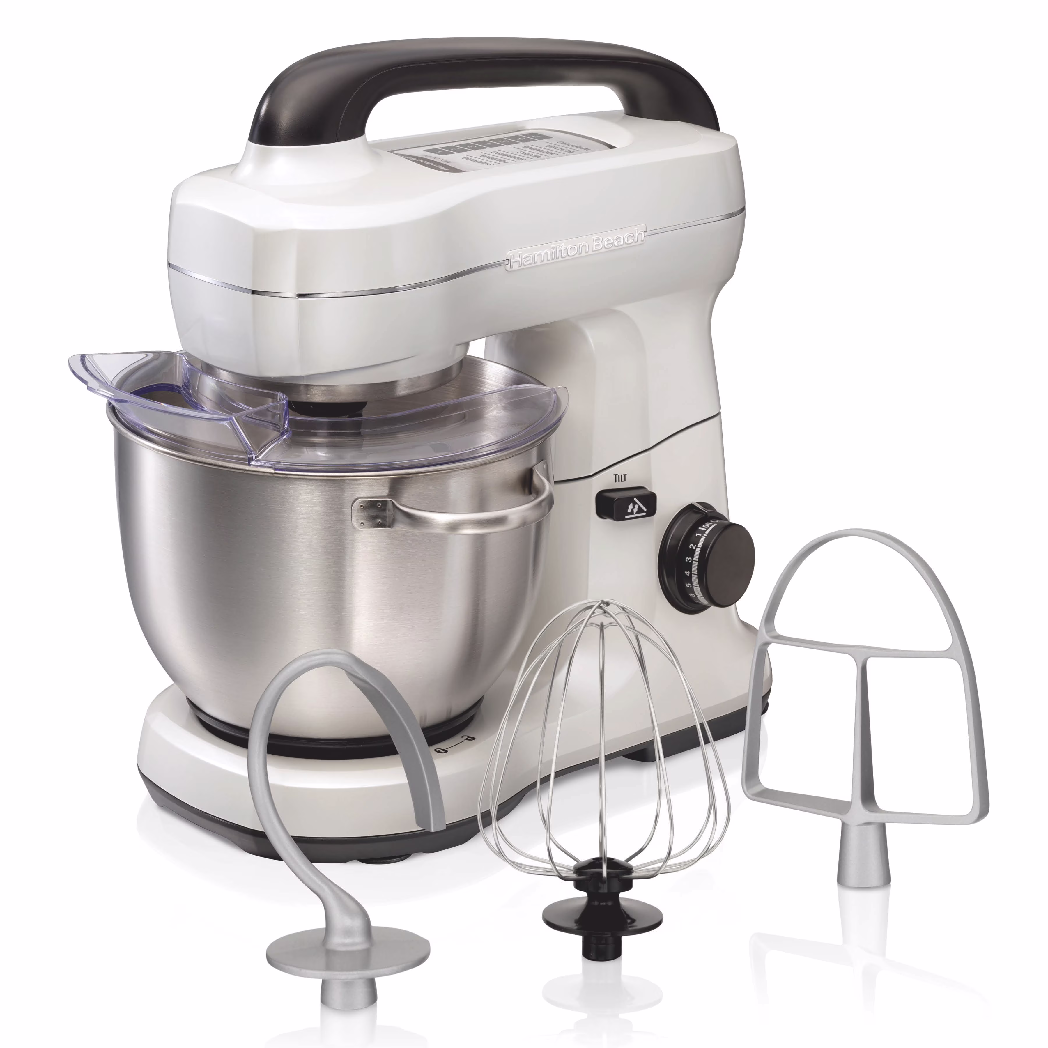 Hamilton Beach 4 Quart Stand Mixer for Kitchen, 7 Speeds, Tilt-Head, Dough Hook, Whisk & Flat Beater, Black - Image 9