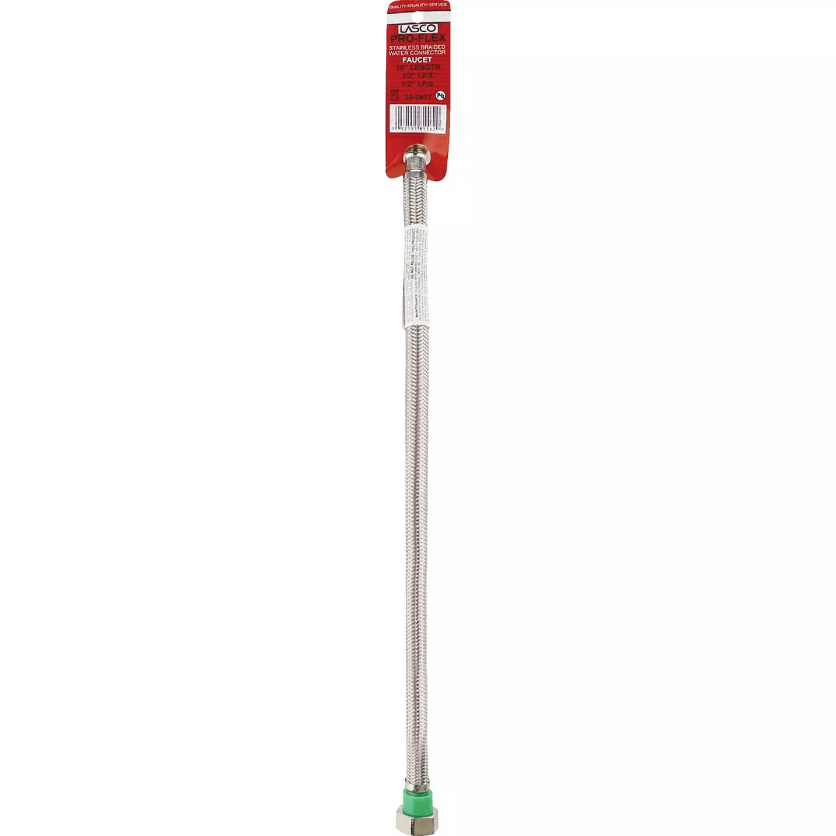 Lasco 1/2 In. IPS x 1/2 In. IPS x 16 In. L Braided Stainless Steel Flex Line Faucet Connector