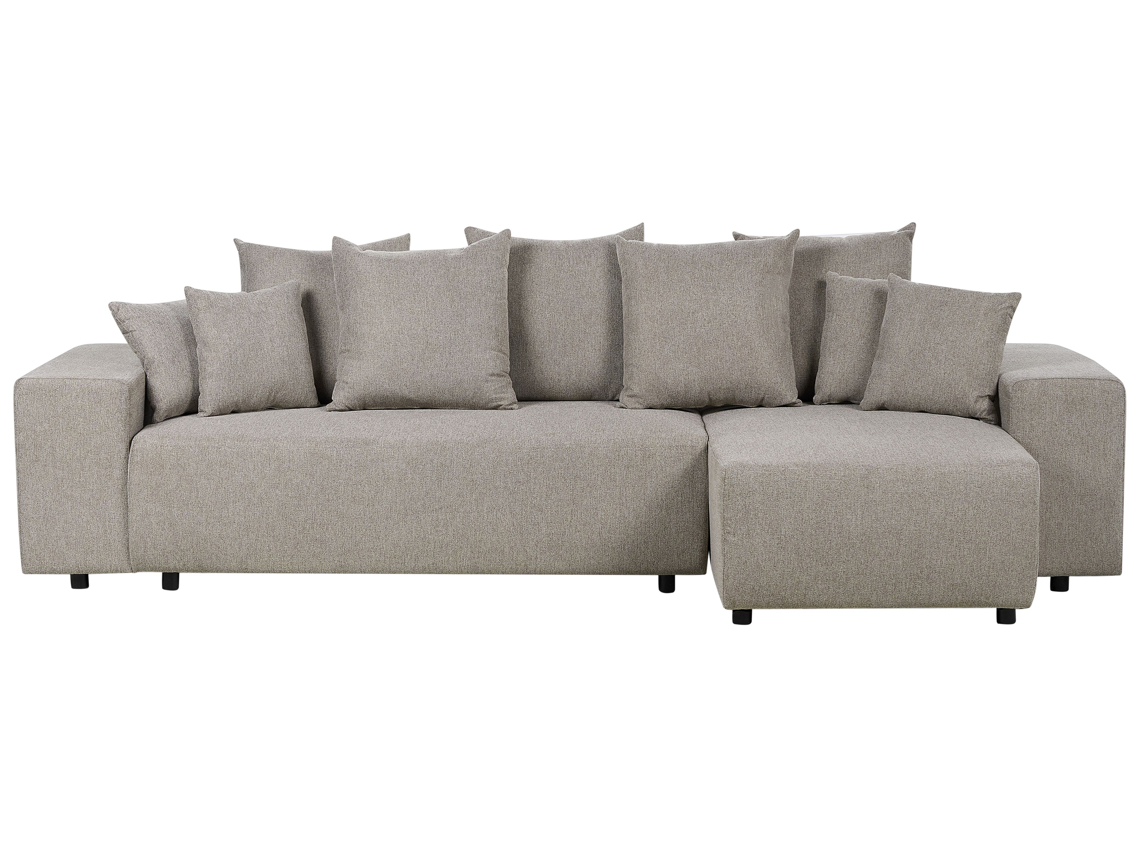 Corner Sofa Bed 3 Seater LUSPA Fabric Taupe with Storage Left Hand