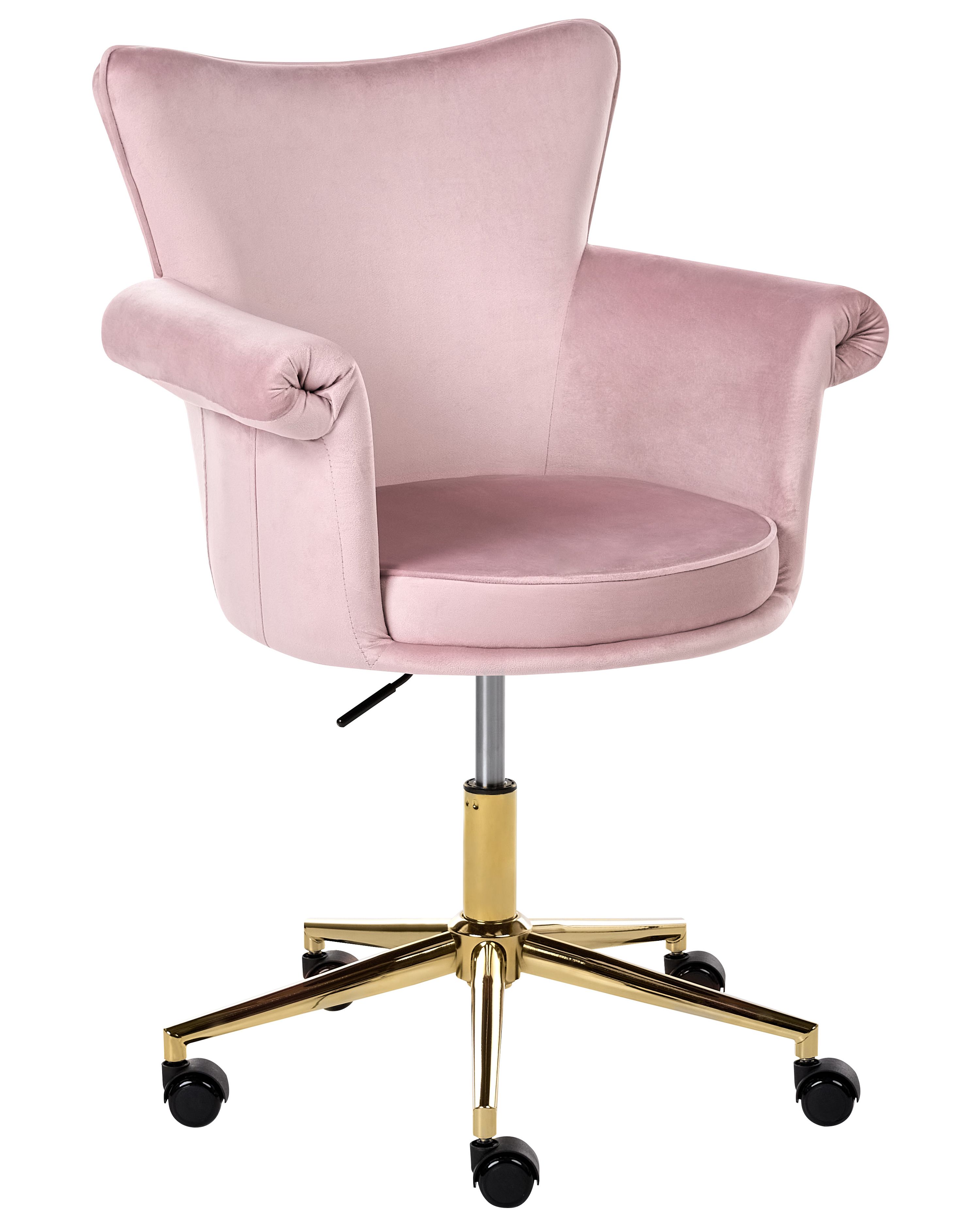 Desk Chair VELENCIA Velvet Pastel Pink