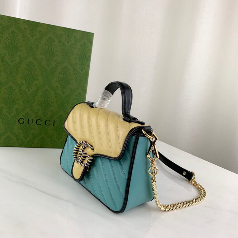 Replica Gucci Gg Marmont Mini Bag 583571 Butter And Pastel Blue Leather1:1High-quality replica