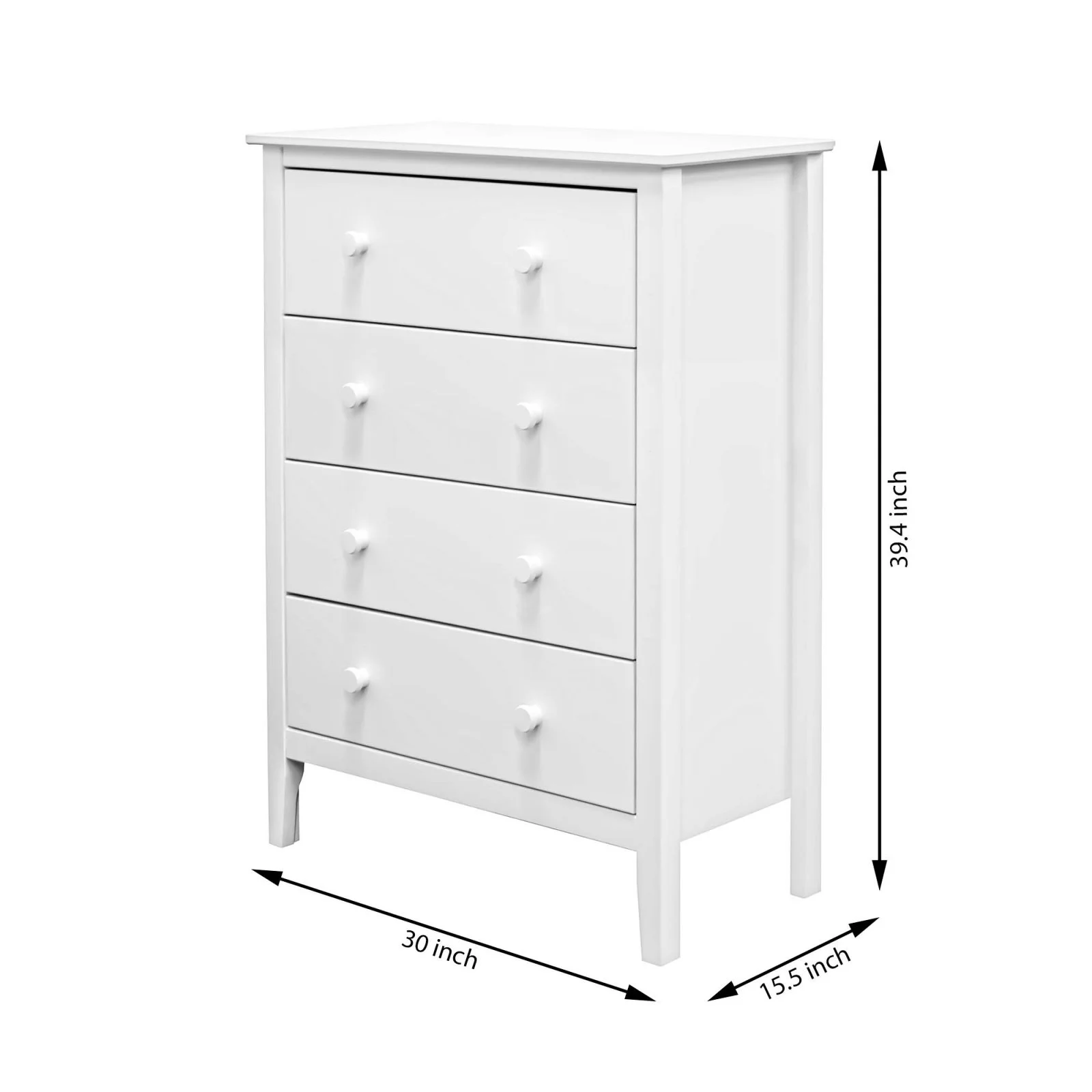 Adeptus Solid Wood Easy Pieces 4 Drawer Chest of Drawers - White - Image 17