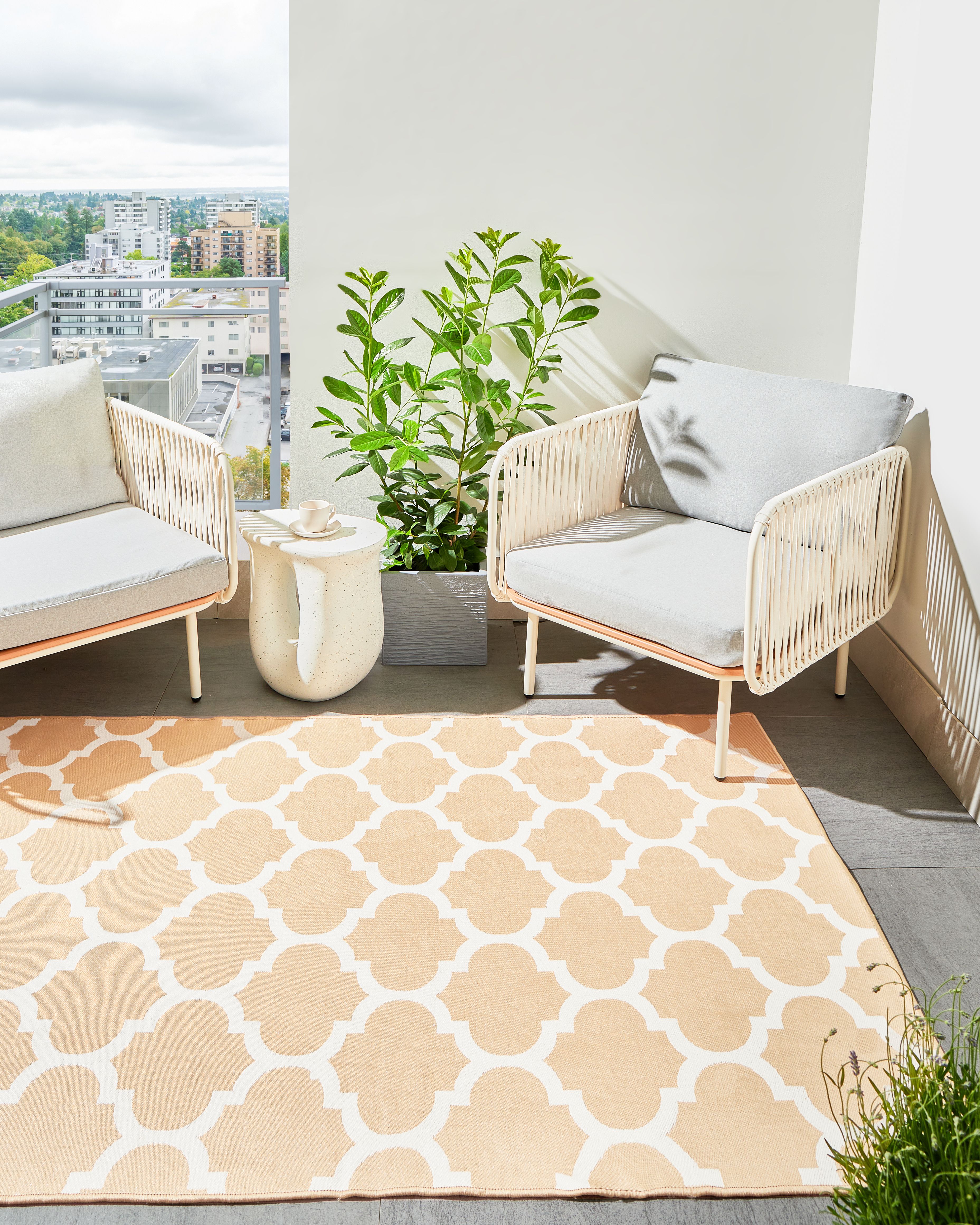 Outdoor Rug AKSU Beige 140 x 200 cm Reversible