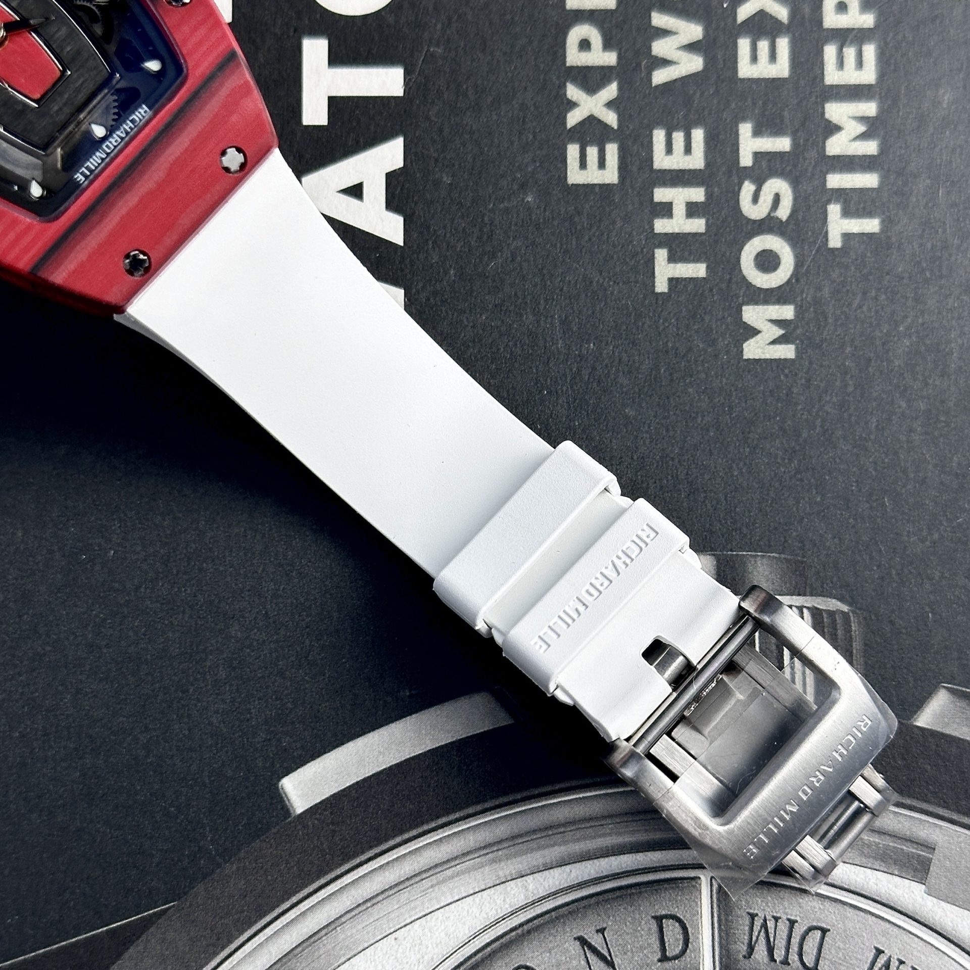 Richard Mille Best Replica Watch RM07-01 Red Carbon Rubber Strap 32x46mm - Top club