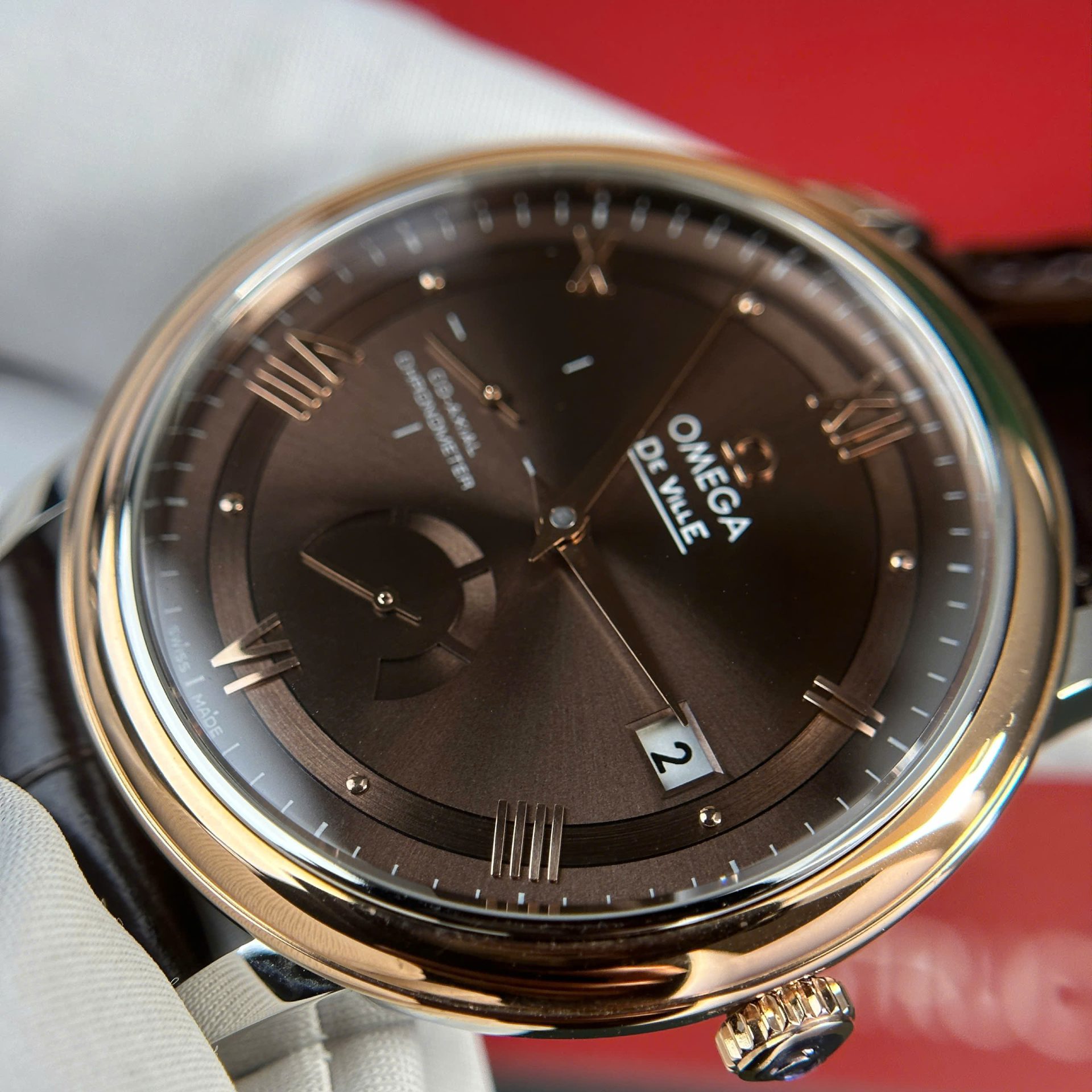 Omega De Ville Prestige Power Reserve Replica 11 Watch Dial Chocolate Leather Strap 39.5mm - Top club