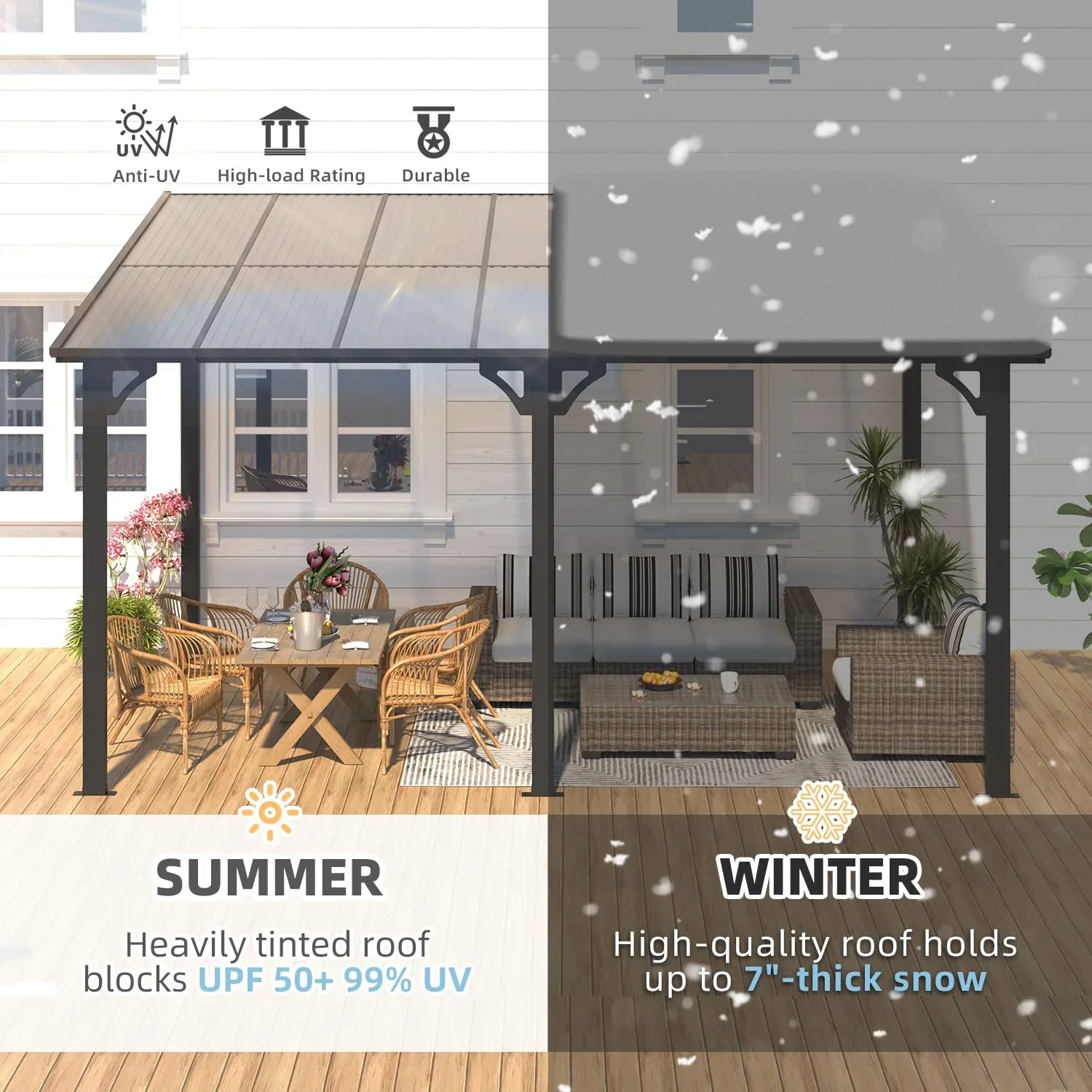 AECOJOY 14' x 10' Patio Gazebo With Roof, Dark - 168in x 120in x 98.4in - Image 4 AECOJOY 14' x 10' Patio Gazebo With Roof, Dark - 168in x 120in x 98.4in - Image 4