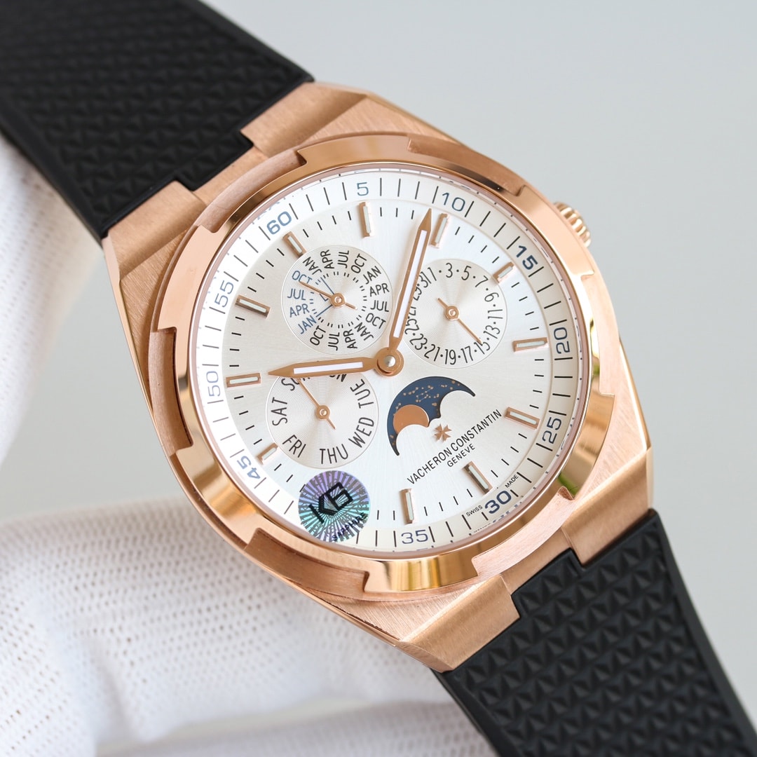 Fake Vacheron Constantin Replica Watches Overseas perpetual calendar ultra-thin Boutique Exclusive 41.5 MM PINK GOLD 4300V/220R-B509(1:1 replica) - Top club