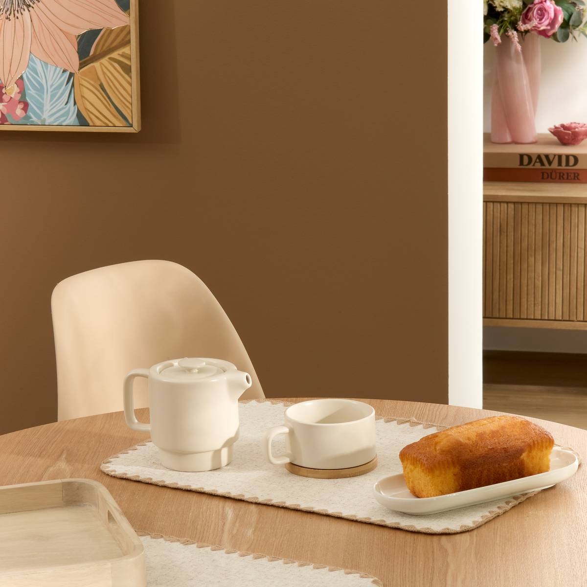 Teapot "Nature" 700 ml, stoneware (ceramic), Cream