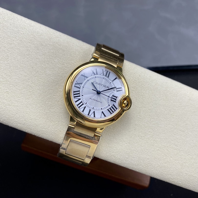 Fake Cartier Watch Ballon Bleu de Cartier Yellow Gold 36mm Silver Dial WGBB0046 mechanical movement(1:1 replica) - Top club