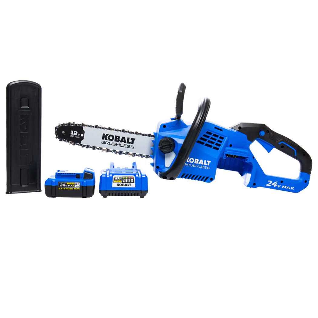 Kobalt 24-Volt 12-in Brushless Battery Chainsaw With 4 Ah Battery And Charger Kobalt 24-Volt 12-in Brushless Battery Chainsaw With 4 Ah Battery And Charger