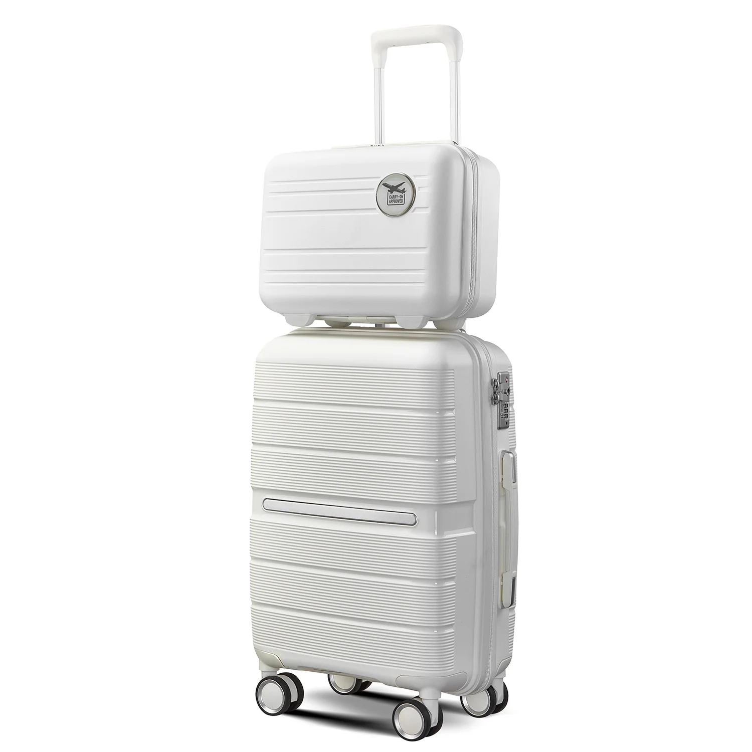 4 Piece Luggage Set, Expandable Lightweight Suitcase Set, PP Materials Travel Luggage with TSA Lock Spinner Wheels, White (14/20/24/28) - Image 12