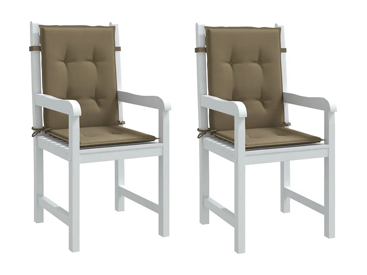 Coussins de chaise à dossier bas lot de 2 taupe mélangé tissu
