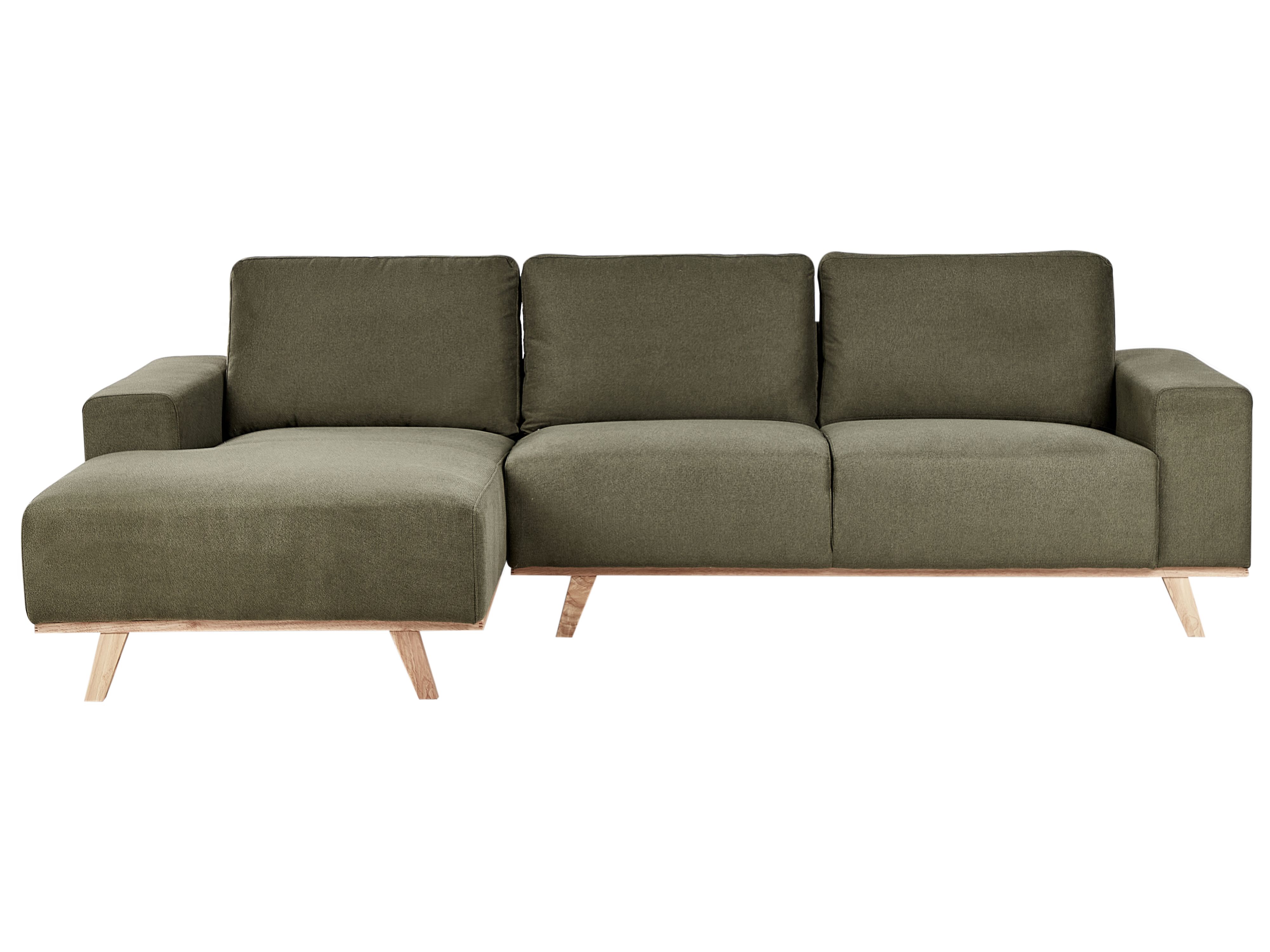 Corner Sofa 3 Seater NORA Fabric Green Right Hand
