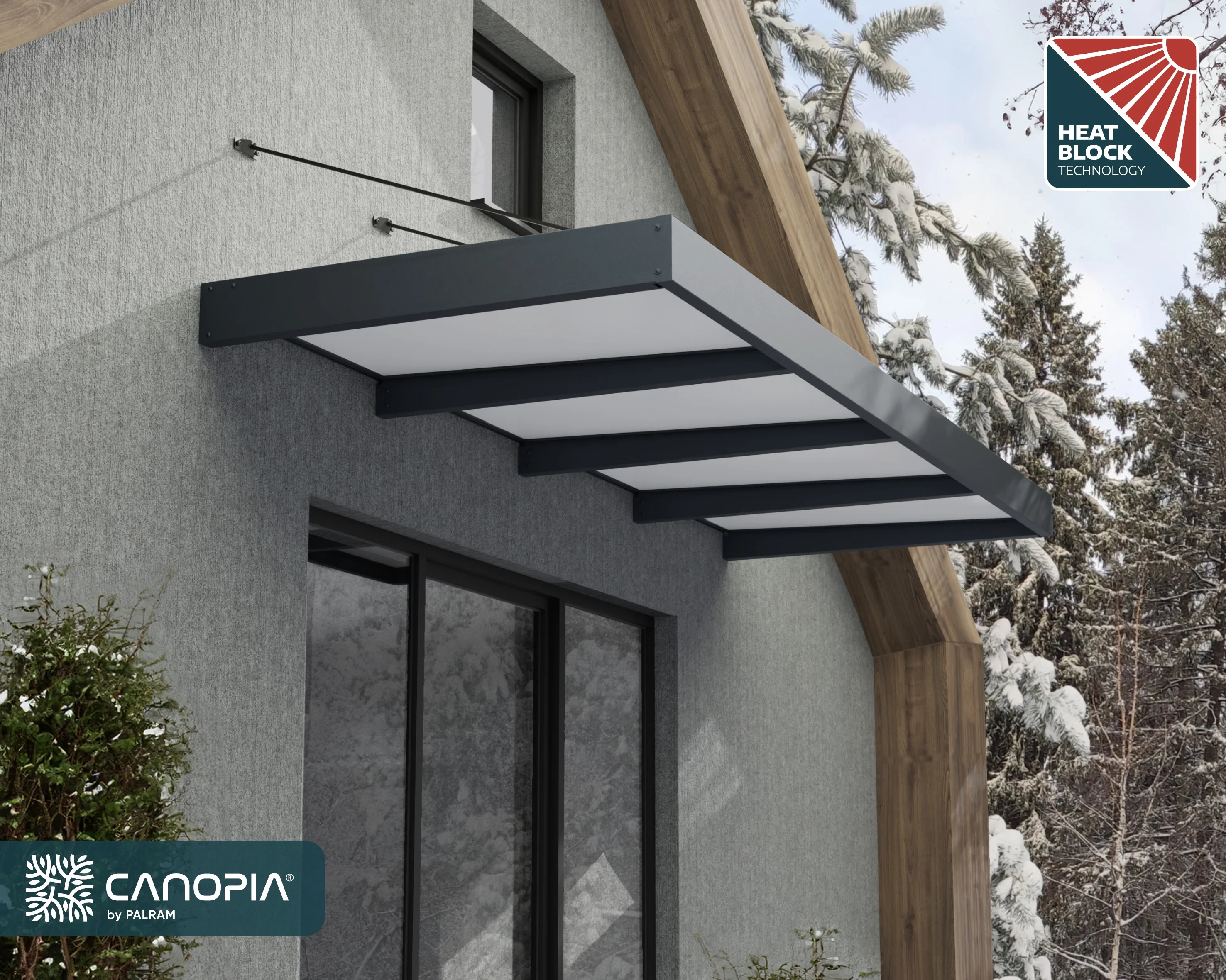 Palram - Canopia Sophia XL 2000 6' x 5' Acrylic Awning - Gray/Mist - Image 27