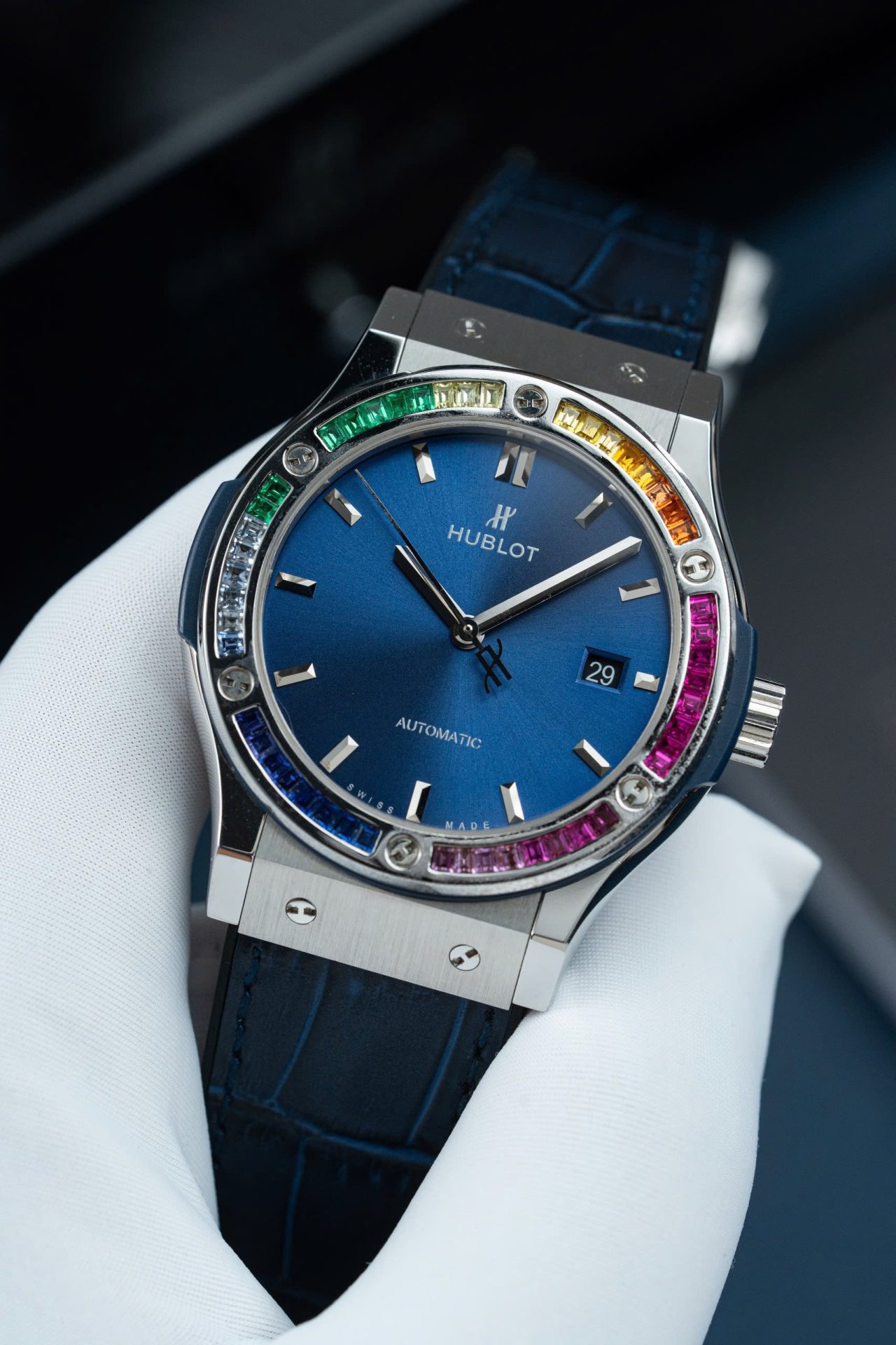 Hublot Classic Fusion Titanium Rainbow Refined Synthentic Gemstones Bezel Best Copy 42mm - Top club