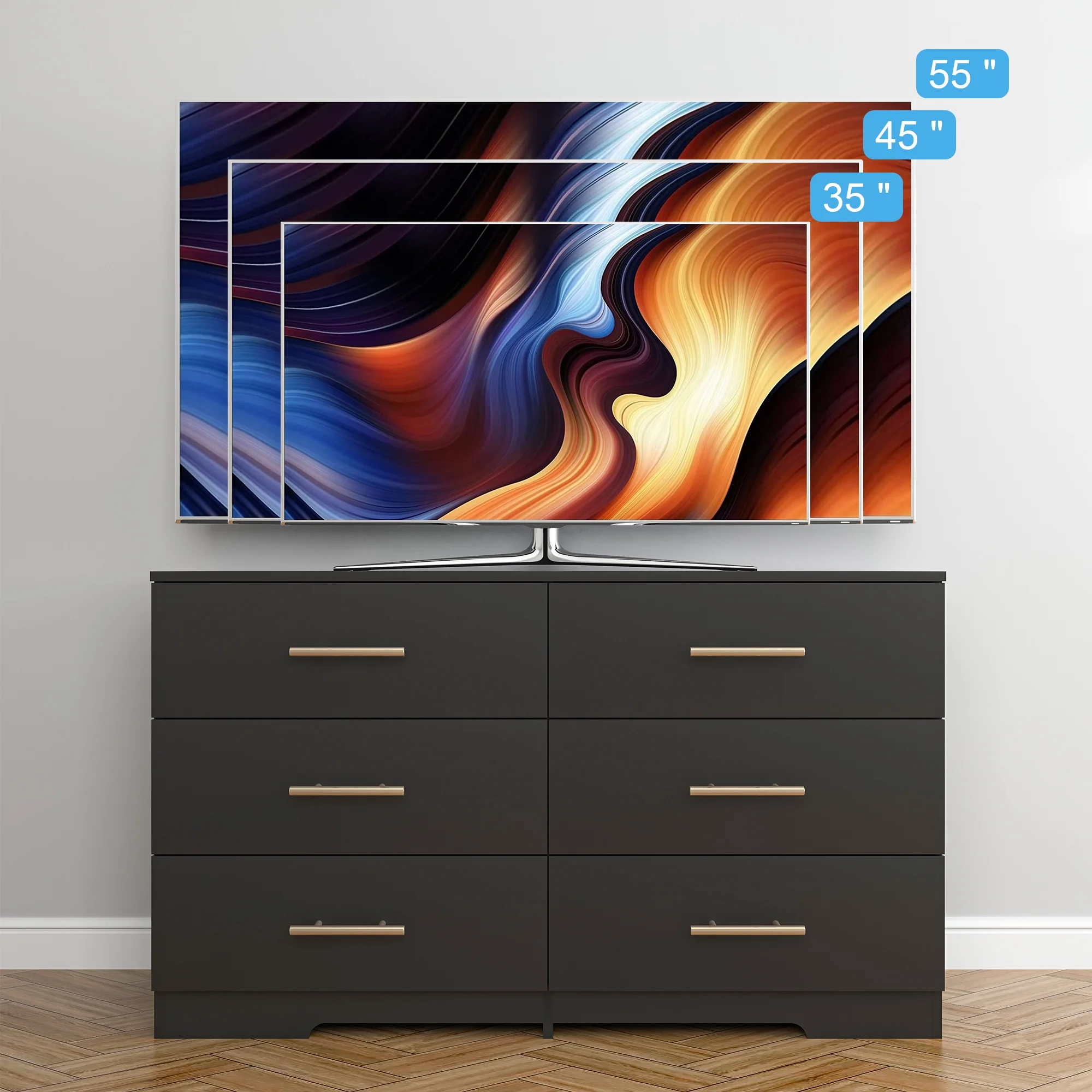 Kadyn White Chest of Drawer, 6 Double Drawer Dresser for Bedroom, Modern Storage Cabinet for Living Room, Dresser - Image 41