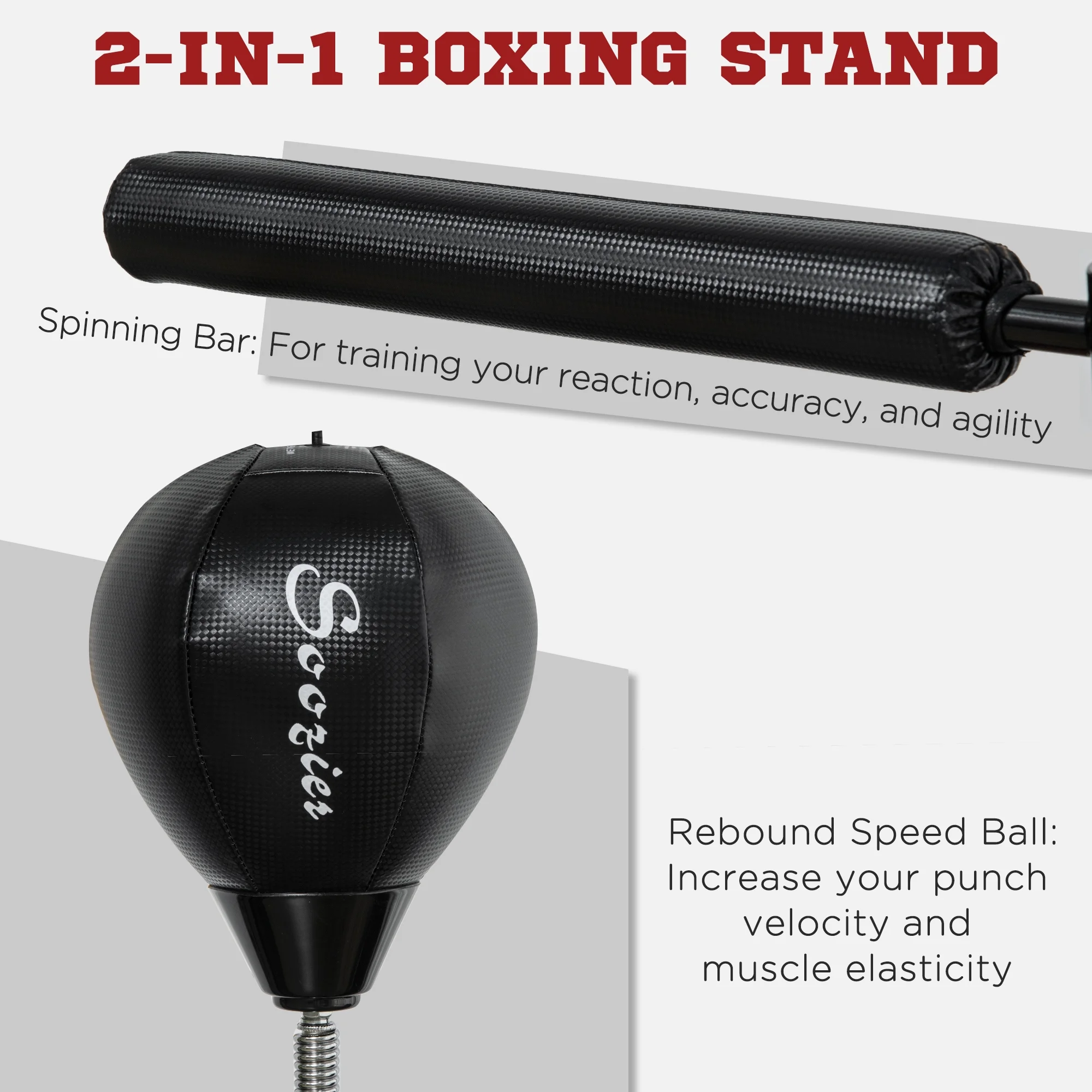 Soozier Speed Bag Boxing Bag Stand Reflex Training Equipment - Image 4