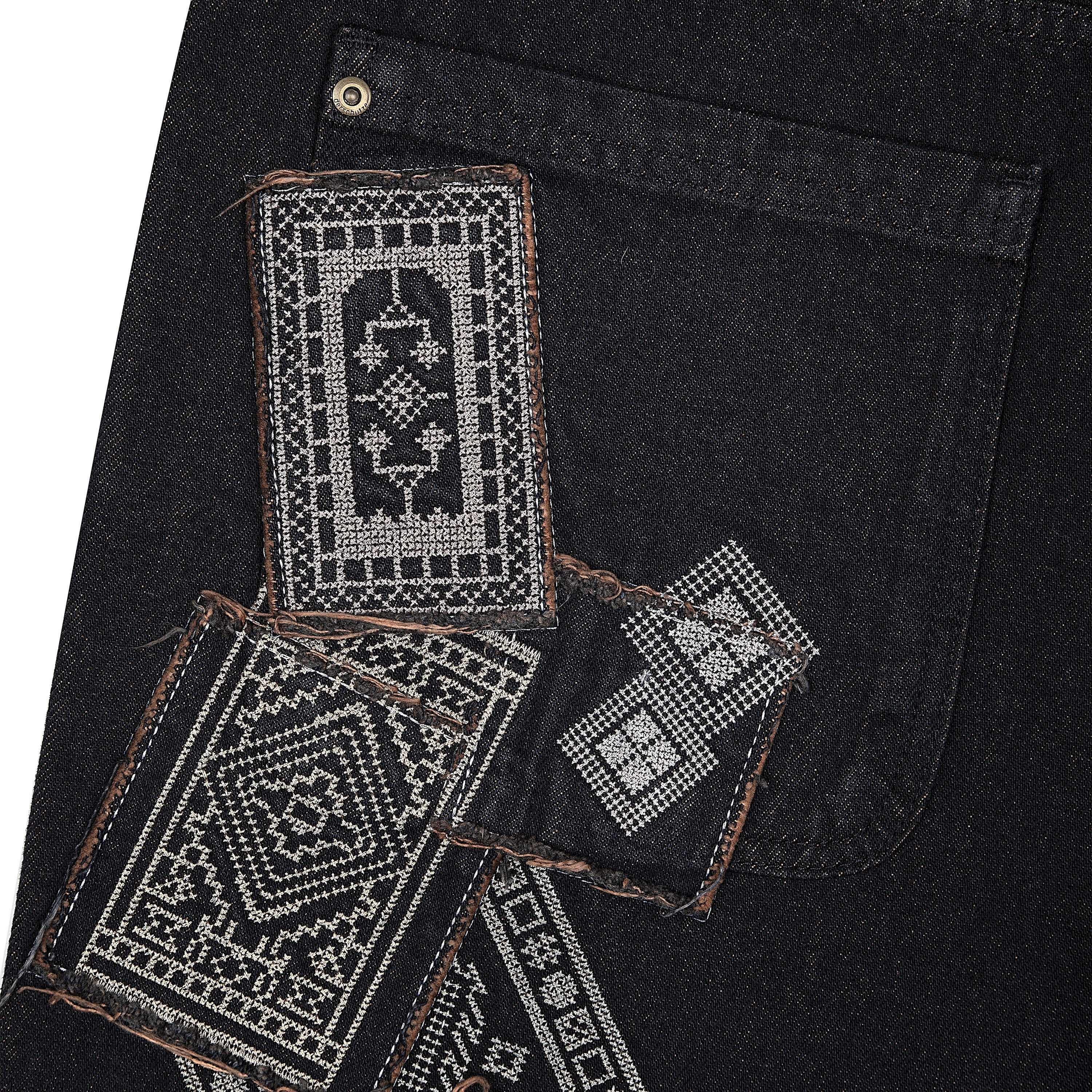 "aziza" red tinted Denim