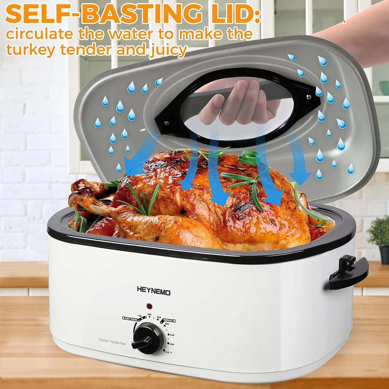 Superjoe 26QT Electric Roaster Oven, Stainless Steel, Self-Basting Lid Removable Insert Pot, Black - Image 16