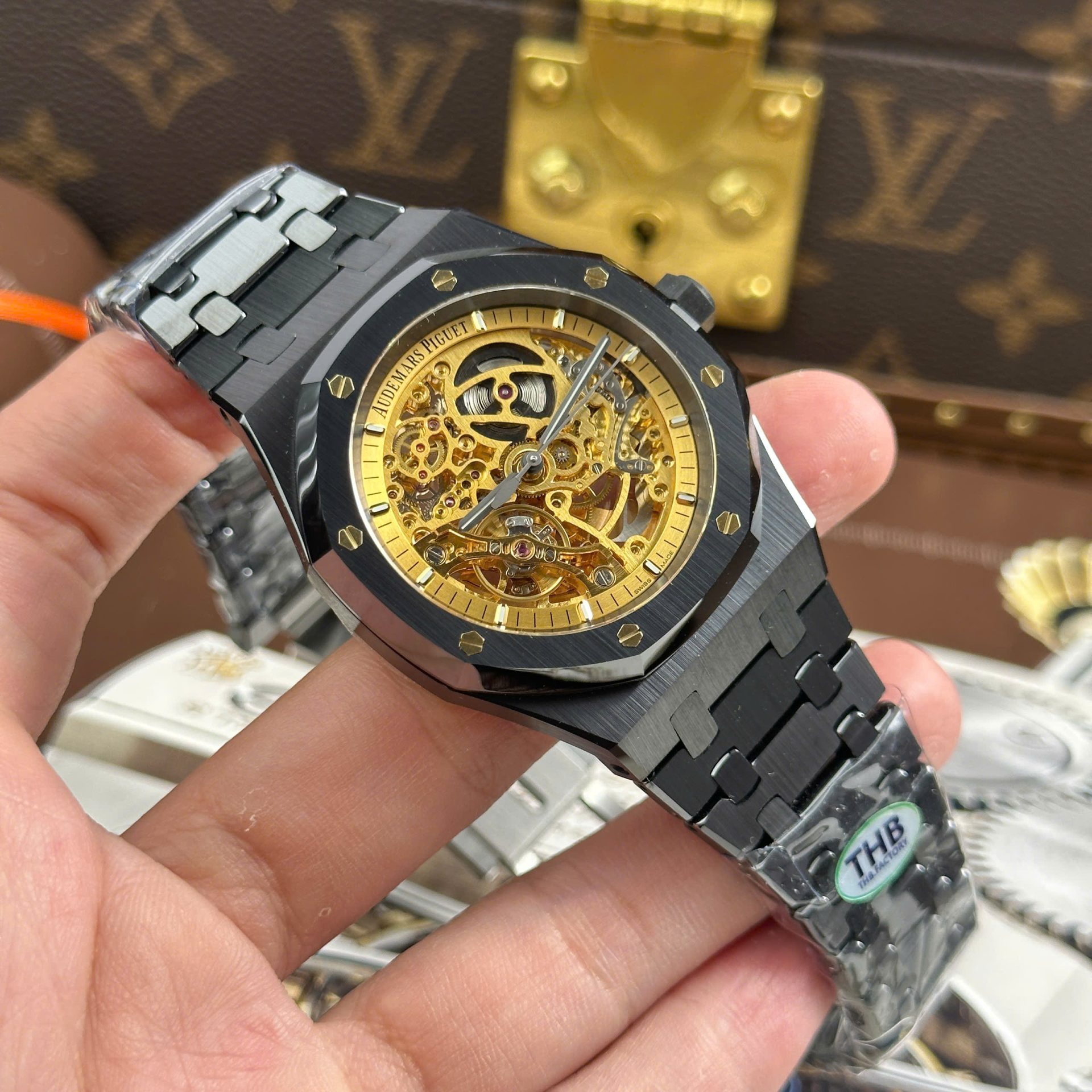 Audemars Piguet Royal Oak 15416 Black Ceramic Best Replica Watches Dial Skeleton THB Factory 41mm - Elite Watch Atelier