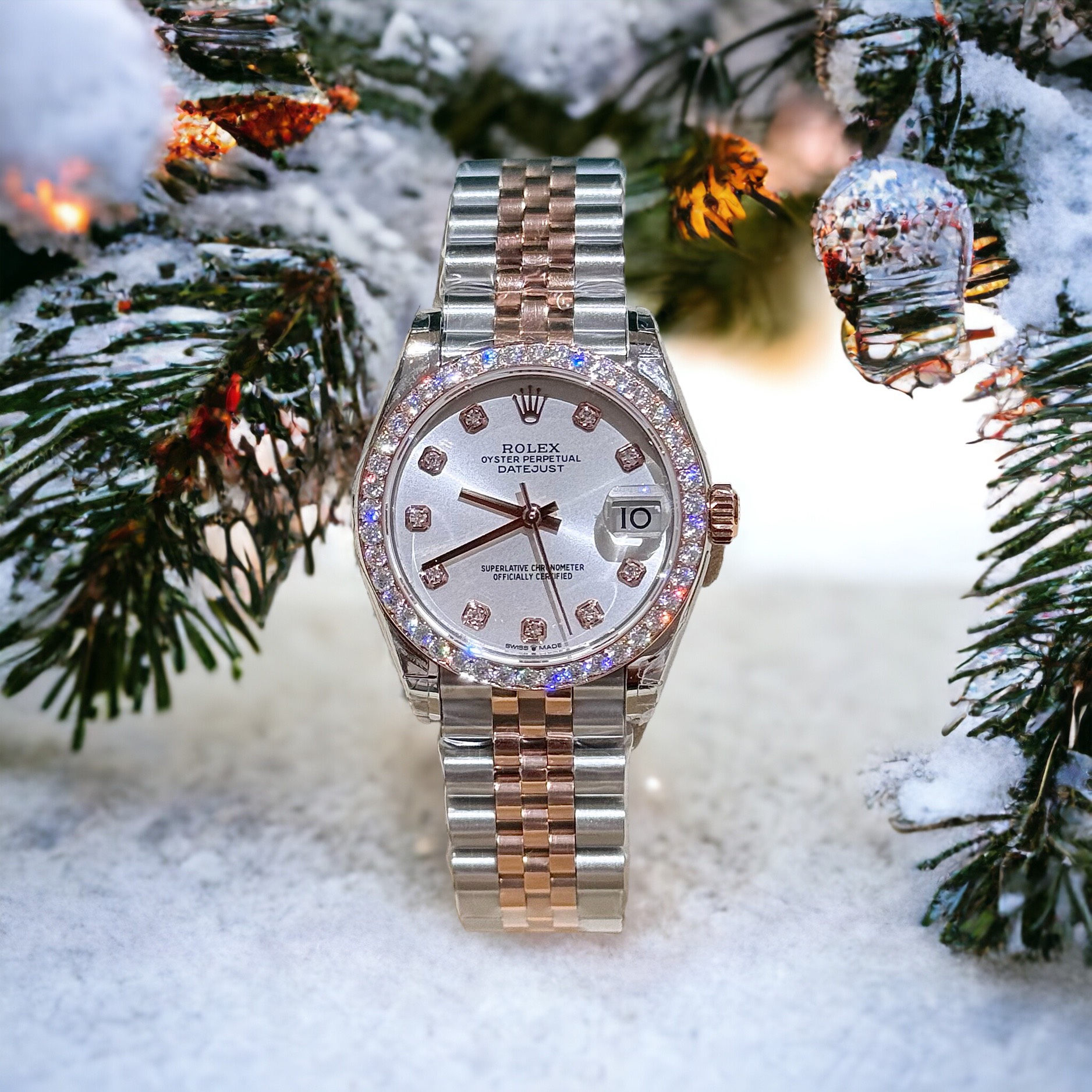 Rolex DateJust Moissanite Diamond White Dial Replica Watch Demi 31mm - Top club
