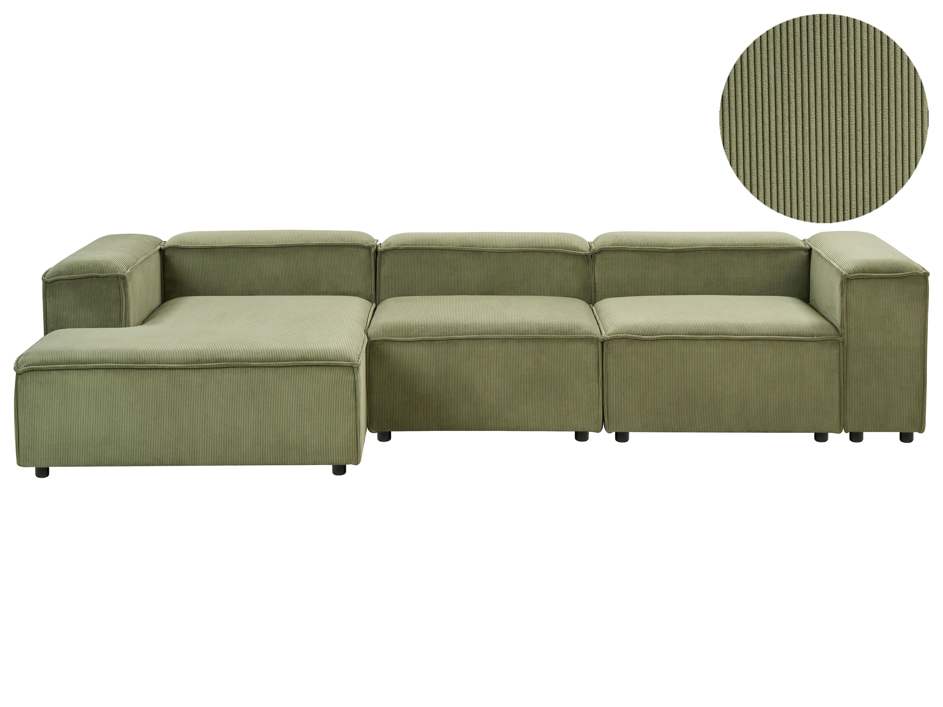 Modular Corner Sofa 4 Seater ARDAL Corduroy Green Right Hand