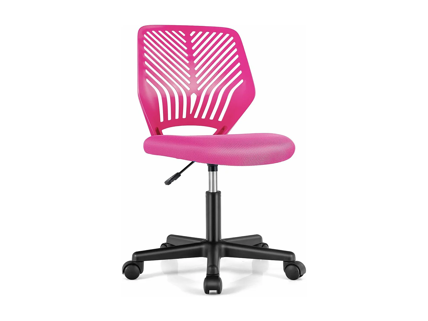 Chaise de Bureau Pivotante Enfants avec Hauteur Réglable 77-89cm, Siège à roulettes avec Dossier Ergonomique & Base à 5 Étoiles, Charge 150kg pour Enfant Adolescent Adulte (Rose)