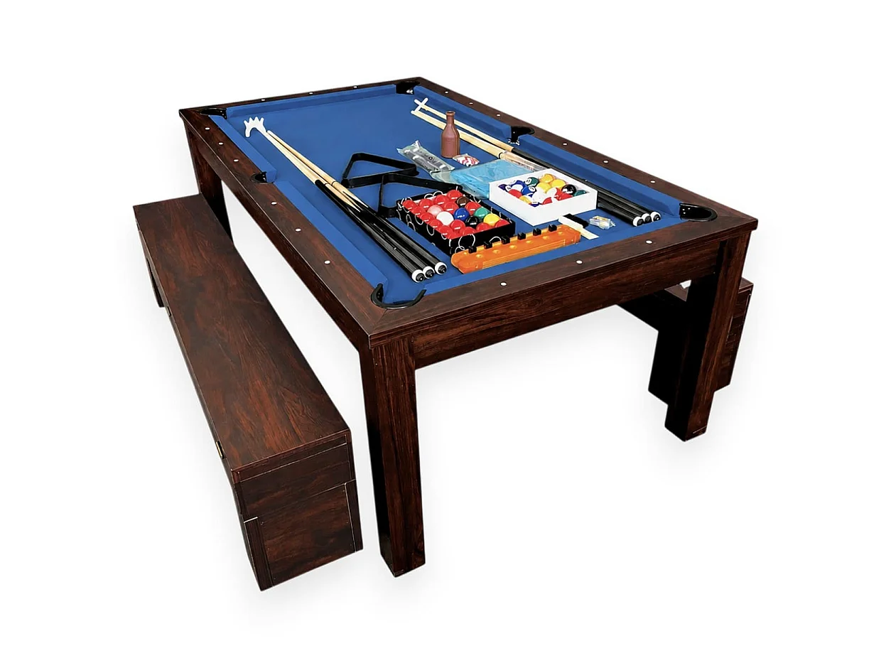Table de billard convertible 7 pieds avec bancs de rangement – Theti