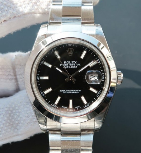 Replica Rolex DateJust 41mm 126300 Noob Black Dial Stick Markers SS Bracelet A3136 - Elite Watch Atelier