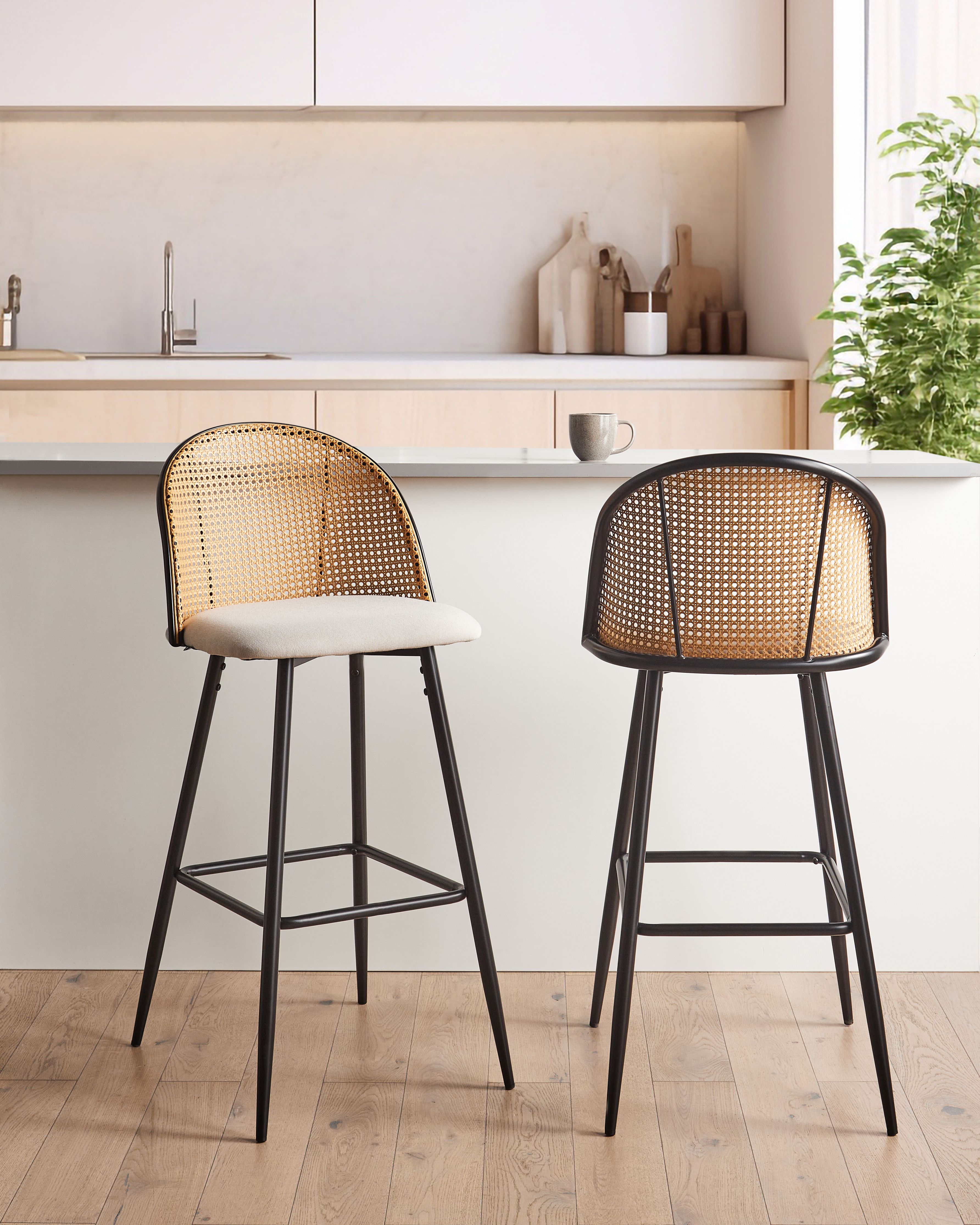 Set of 2 Bar Chairs CORNELL Metal Black